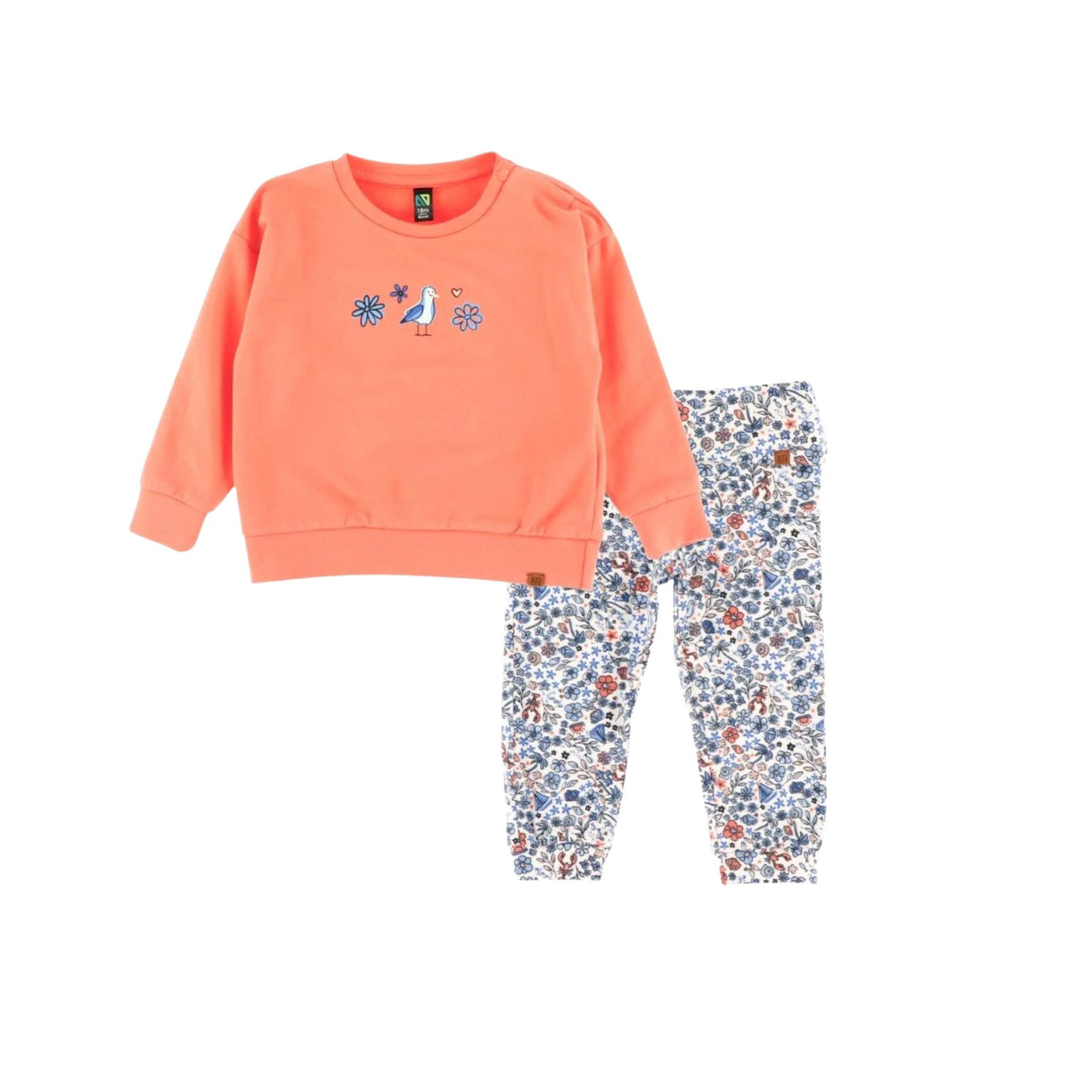 Baby Girl Coral Sweatshirt and Floral Legging Set