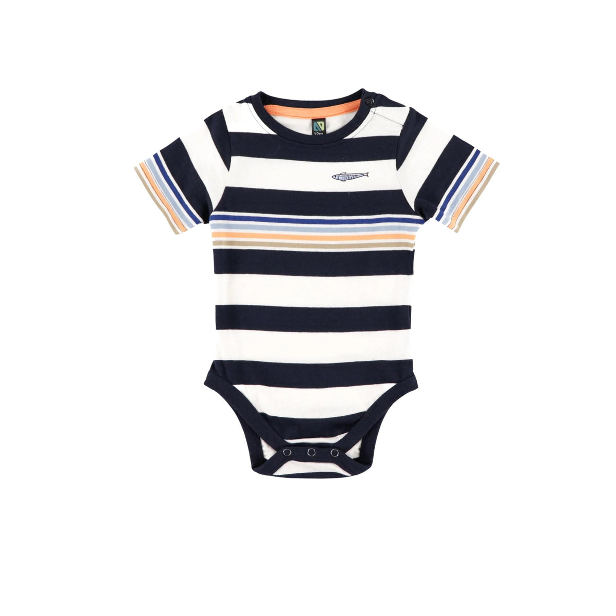 Baby Boy Navy and Ivory Stripe Bodysuit