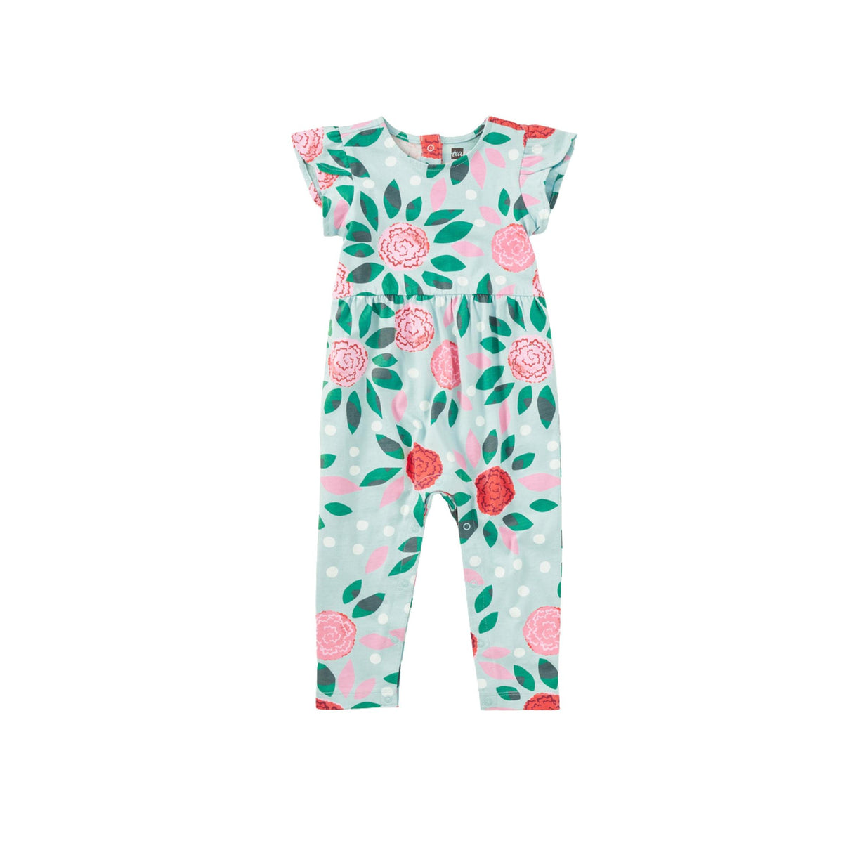 Baby Girl Carnation Print &amp; Tulip Sleeve Romper