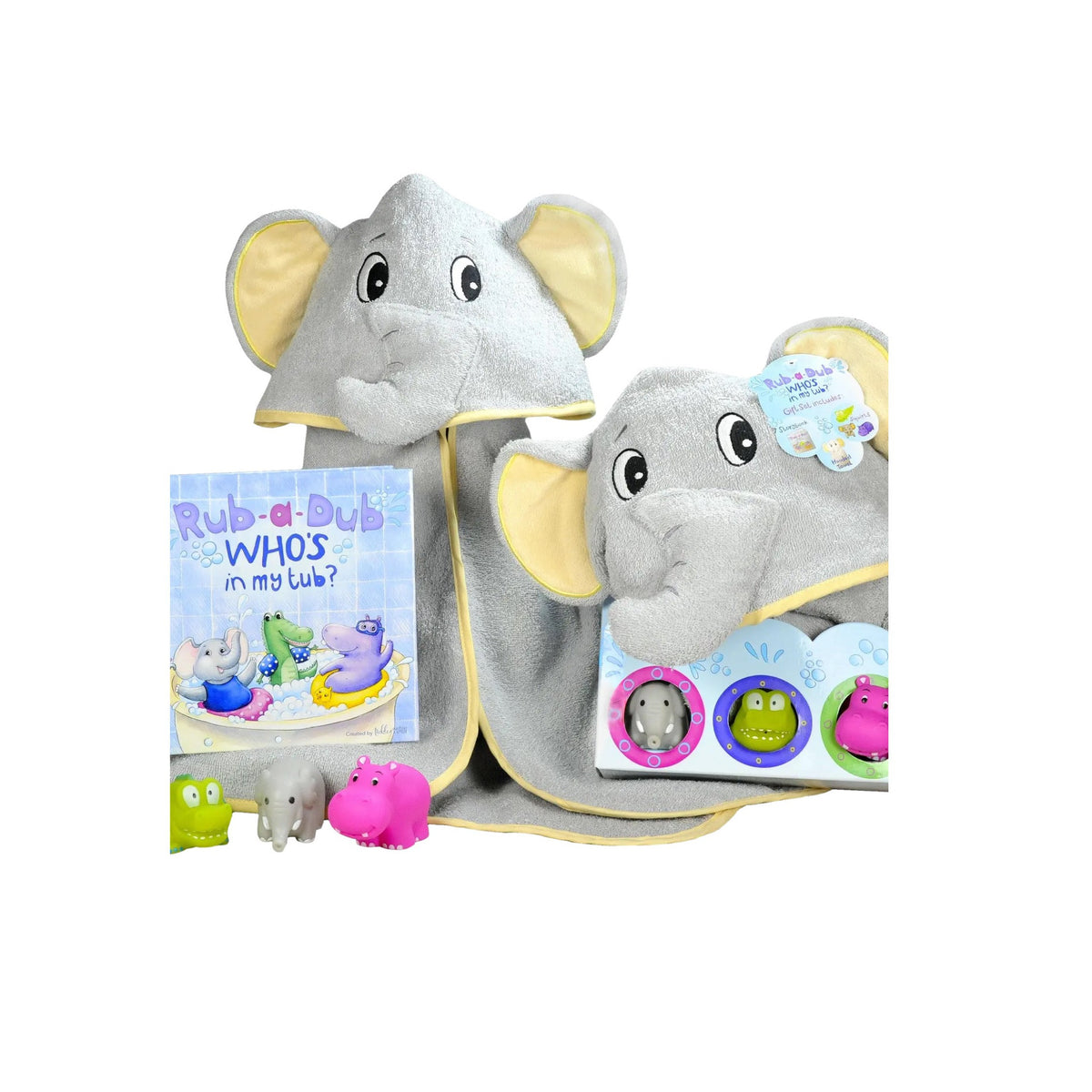 Rub-A-Dub Elephant Gift Set With Towel, Book &amp; Squirt Toys