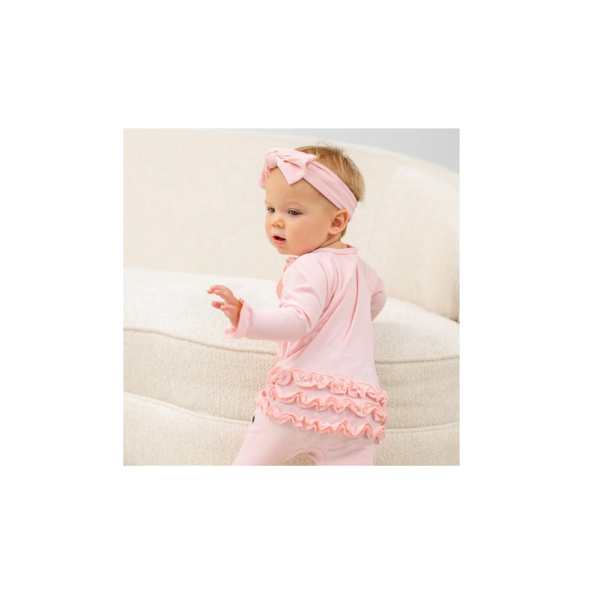 Perfect Pink Ribbed Ruffle Footie