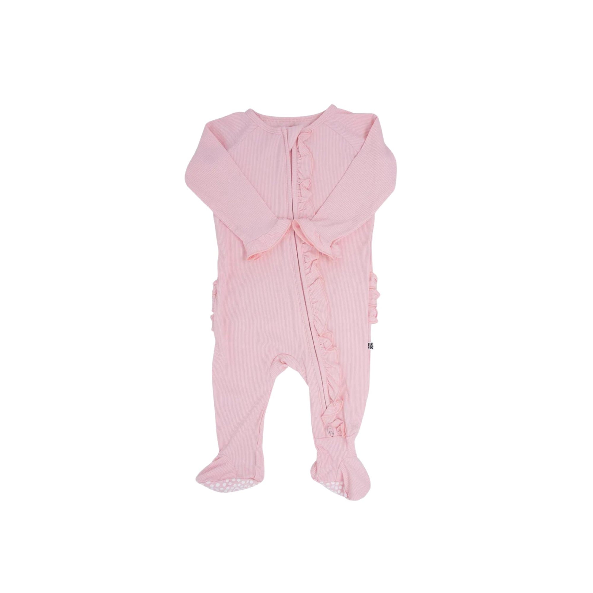 Perfect Pink Ribbed Ruffle Footie