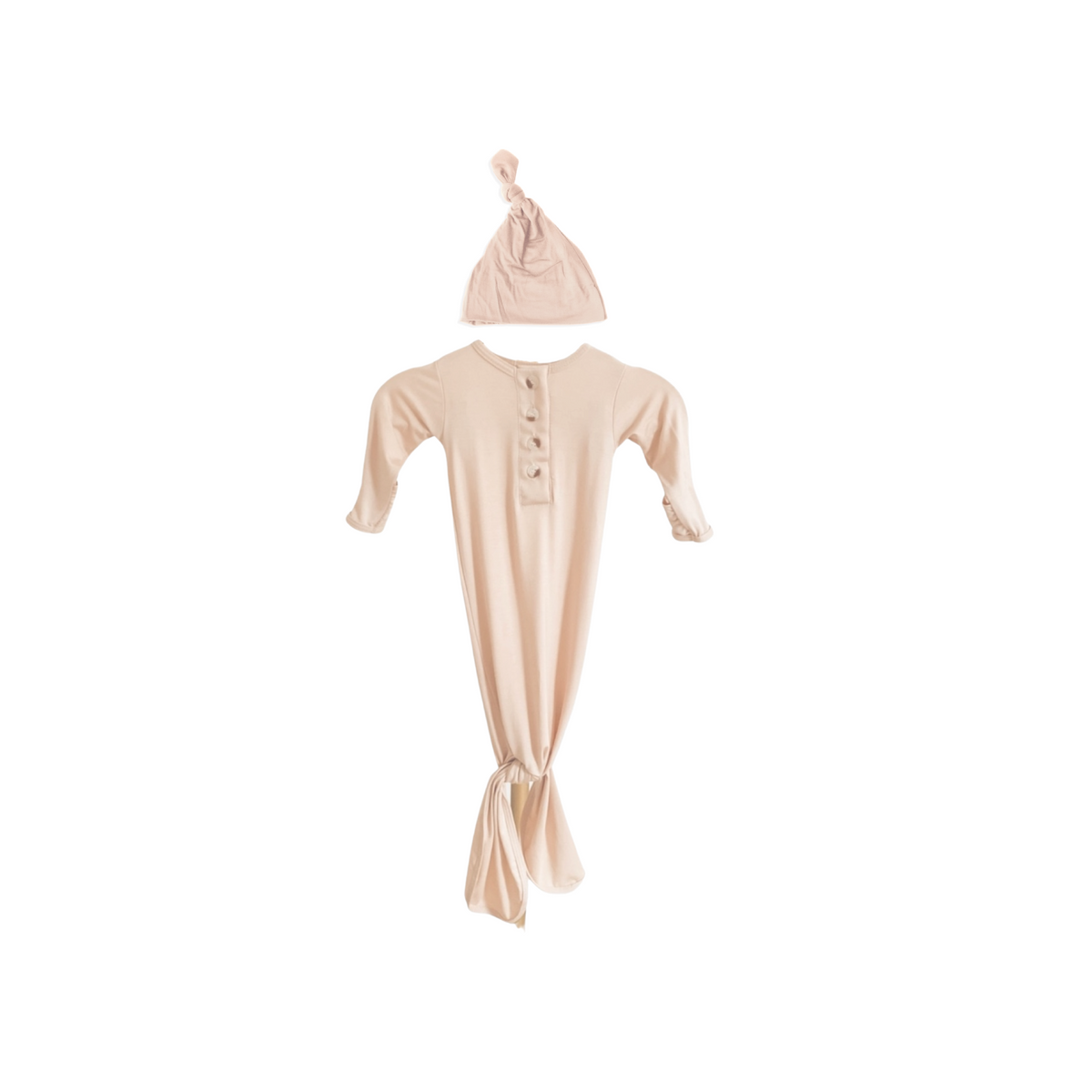 Sand Knotted Newborn Gown &amp; Hat Set