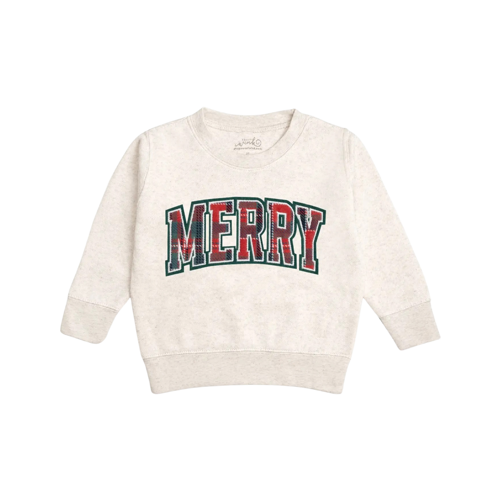 Merry Tartan Patch Christmas Sweatshirt