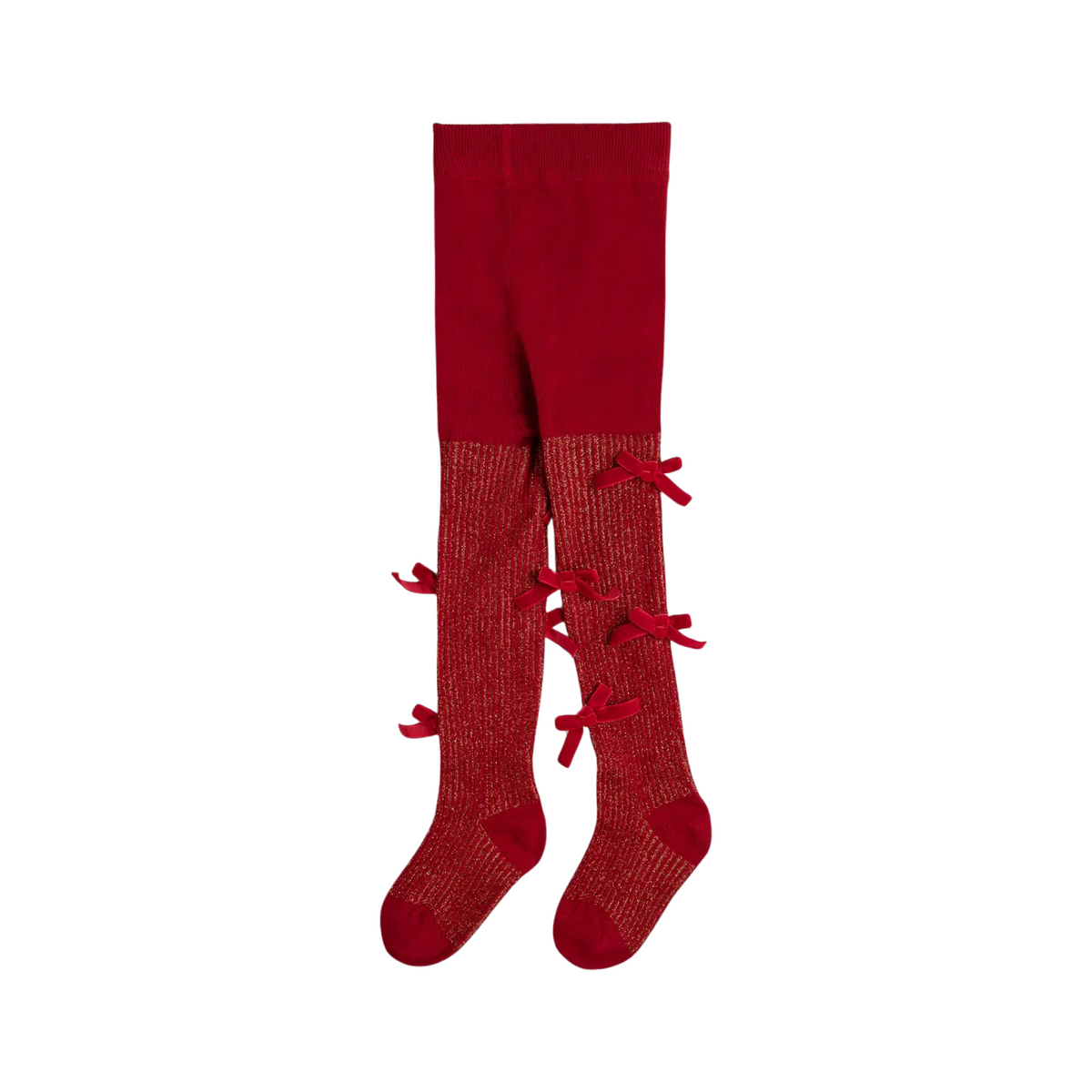 Shimmer Red Velvet Mini Bow Tights