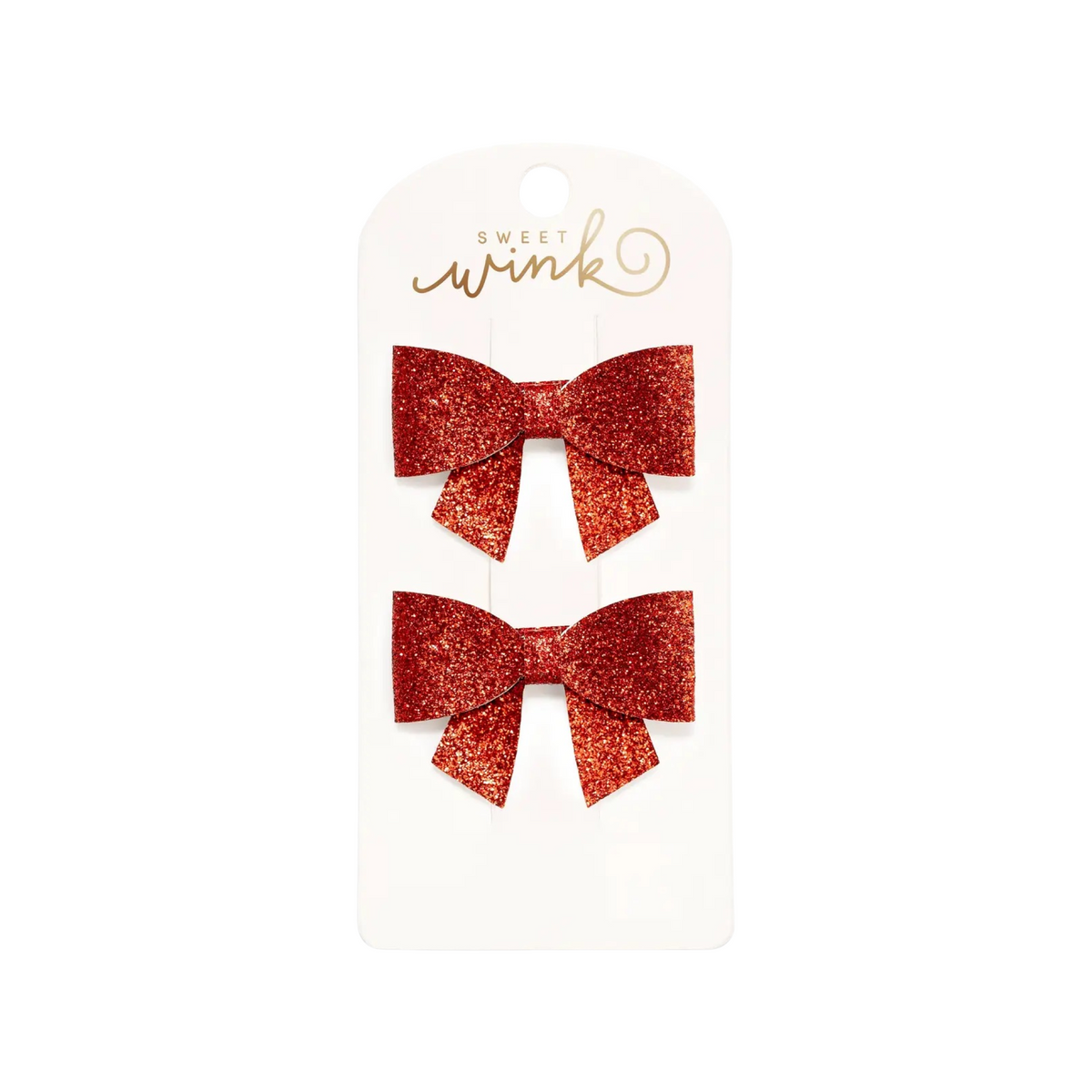 Ruby Sparkle Bow Clips