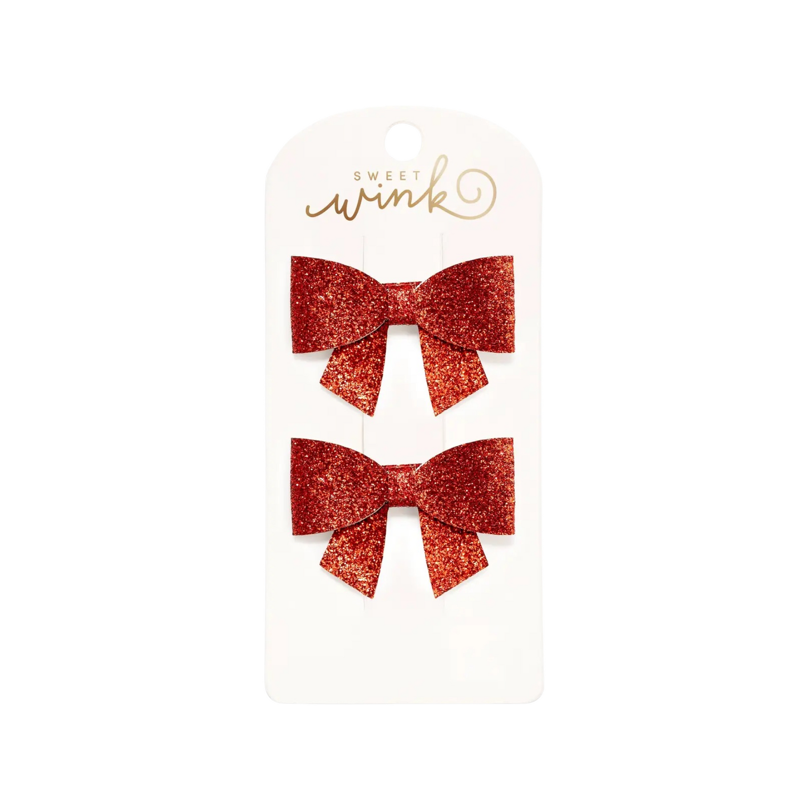 Ruby Sparkle Bow Clips