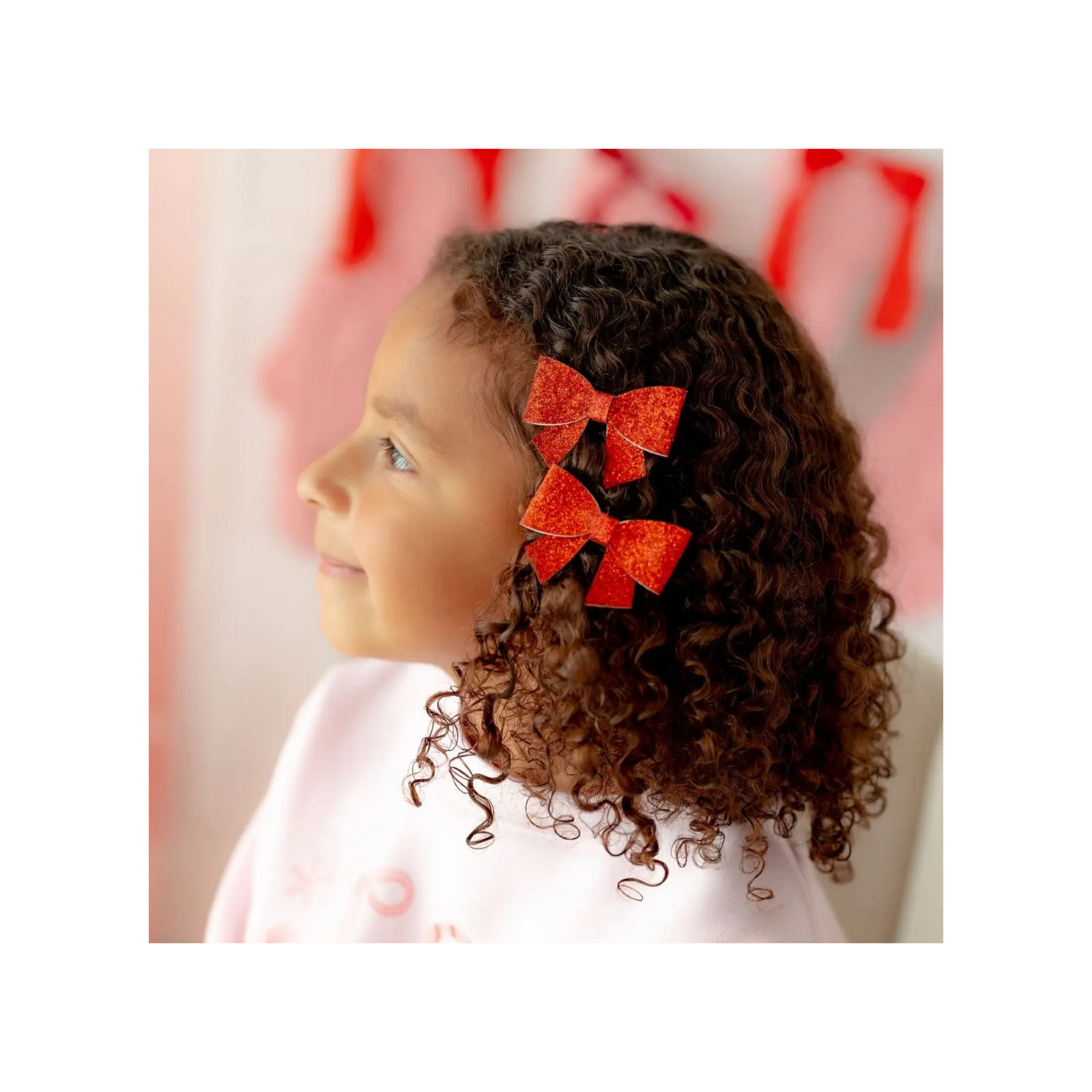 Ruby Sparkle Bow Clips