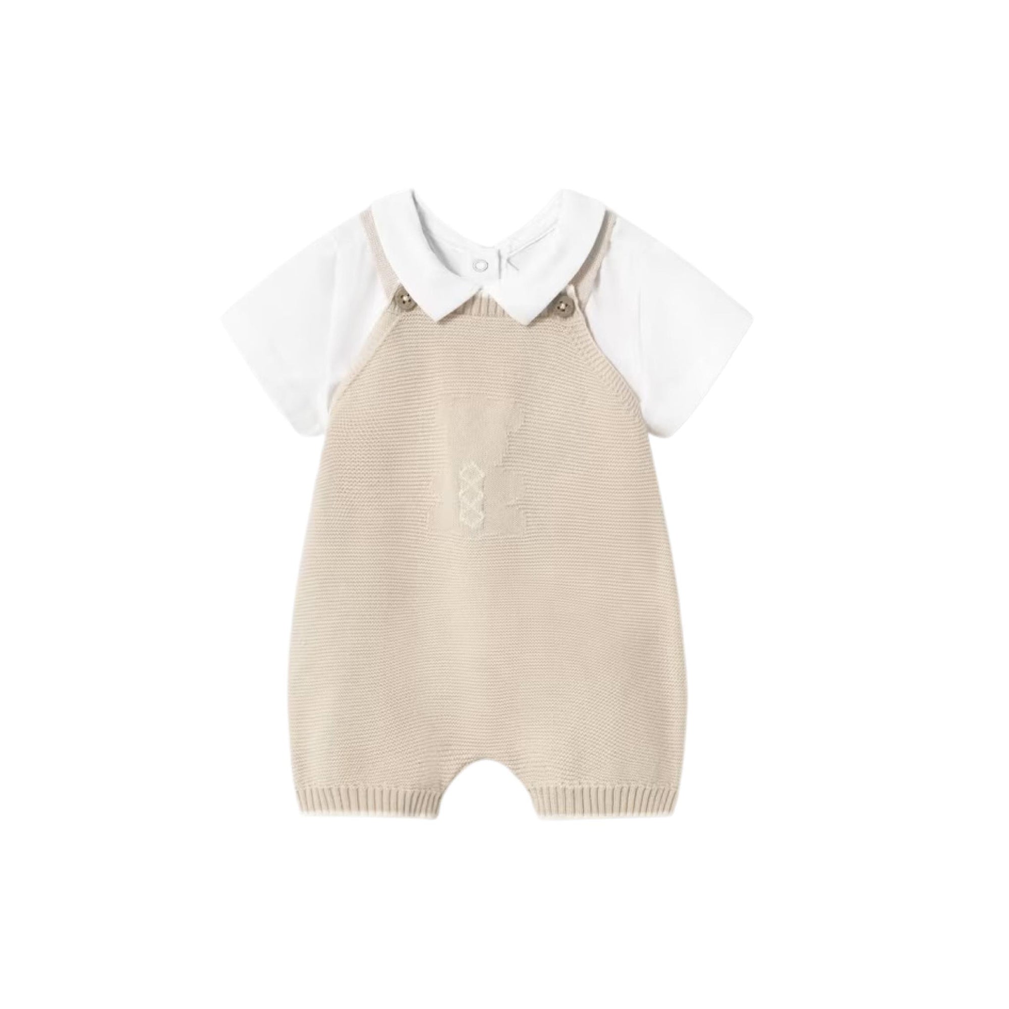 Newborn Stone Knit Dungarees 2-Piece Set