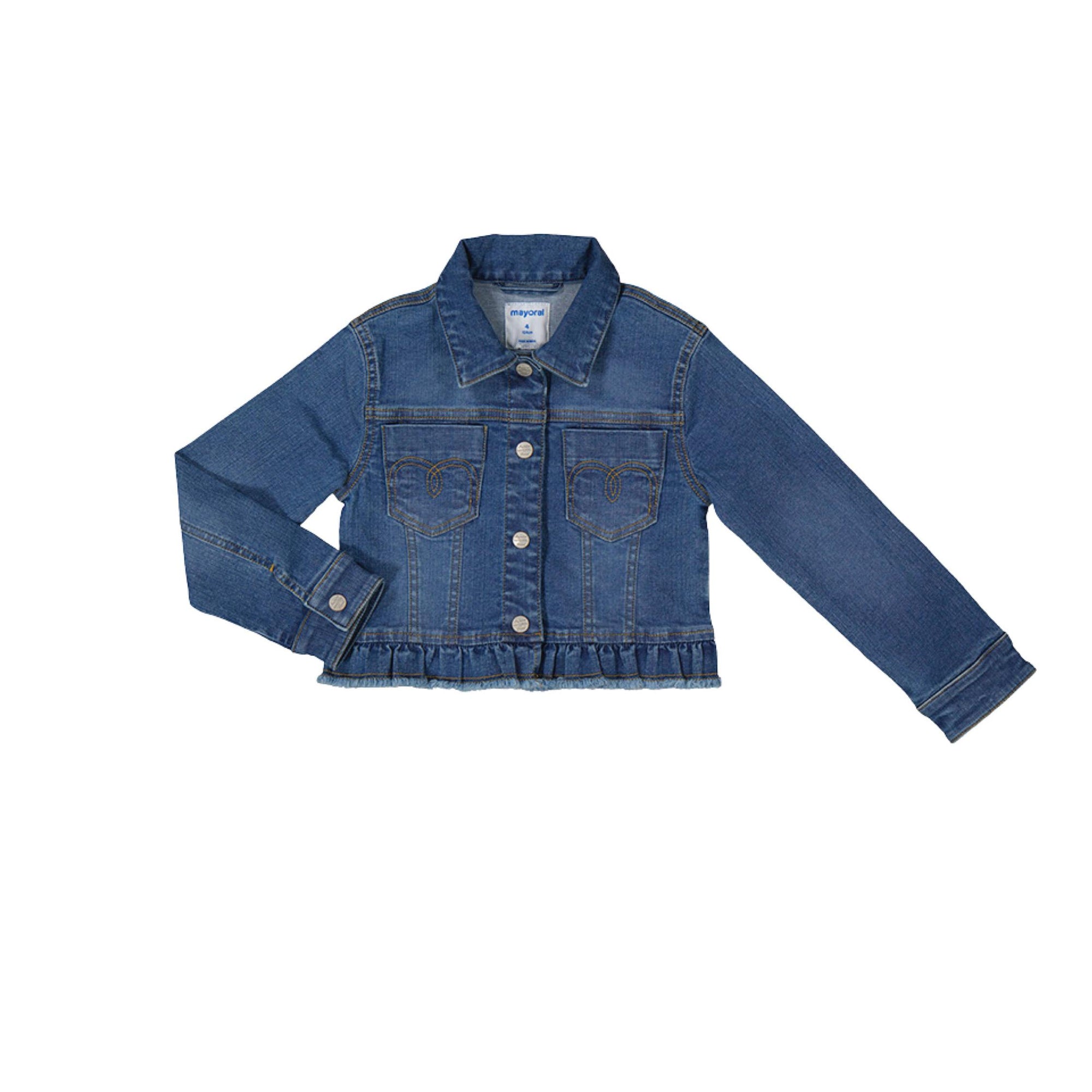 Girls’ Ruffle Hem Denim Jacket