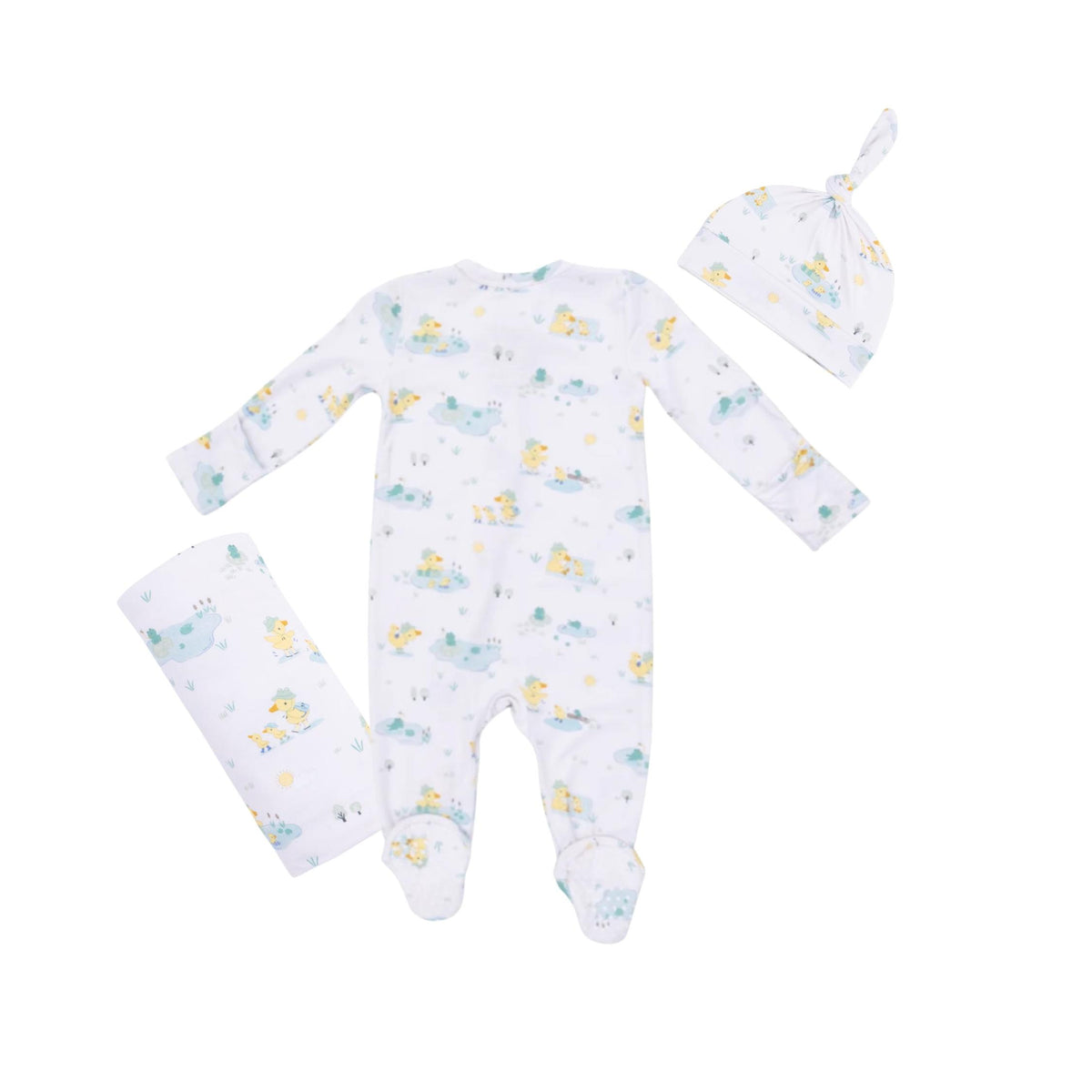 Frog &amp; Duck Pond Bamboo Zipper Footie