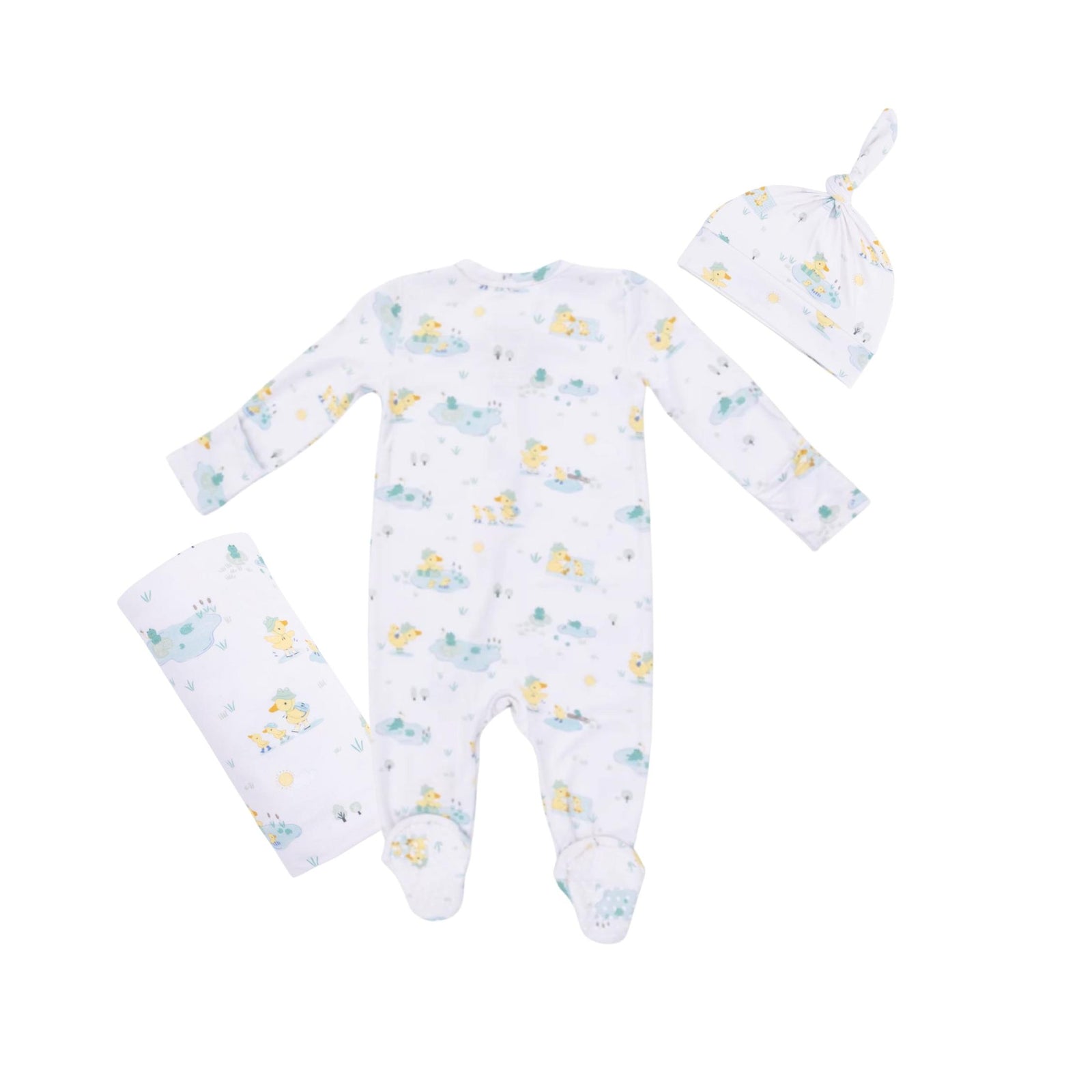 Frog & Duck Pond Bamboo Zipper Footie
