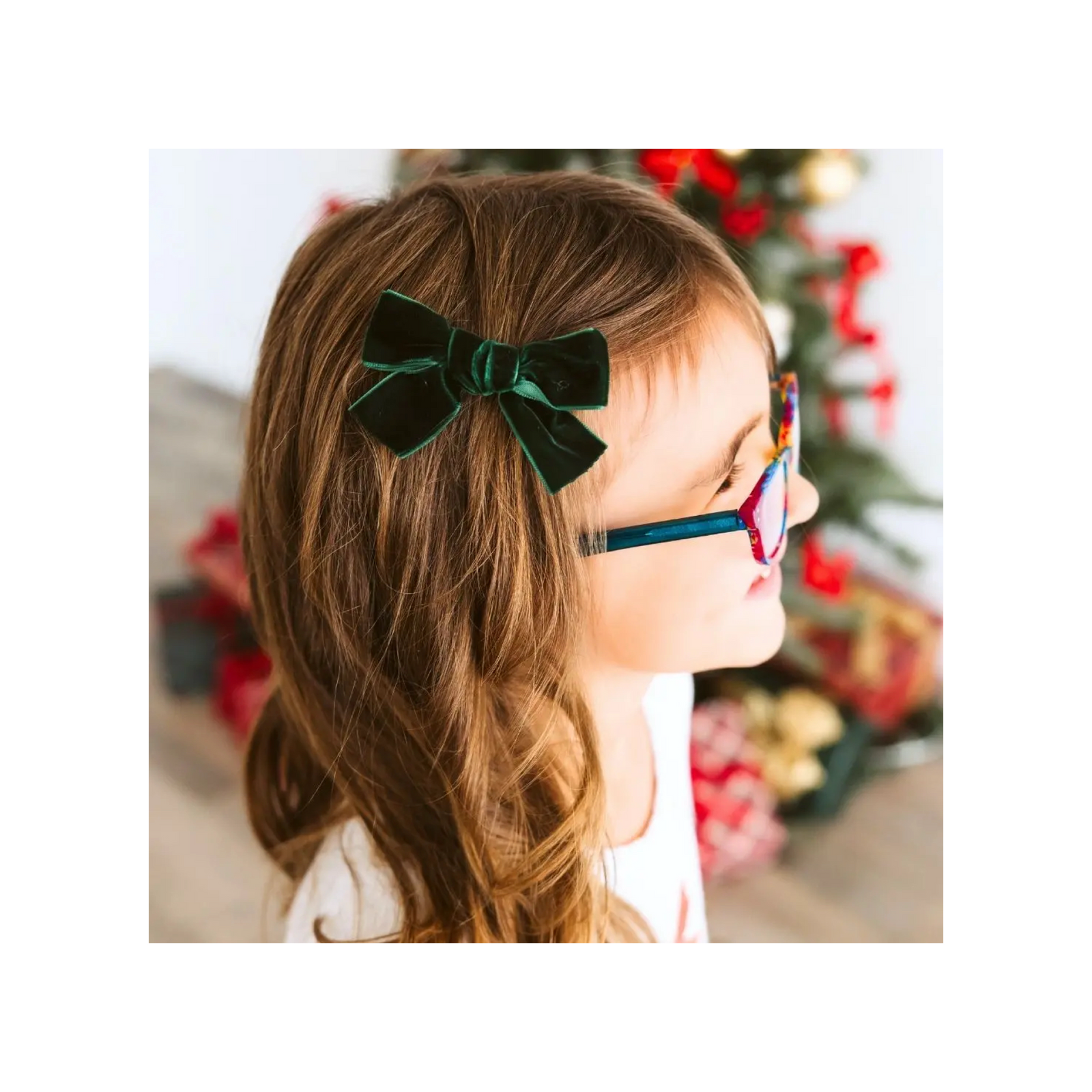 Emerald Green Velvet Bow Clip