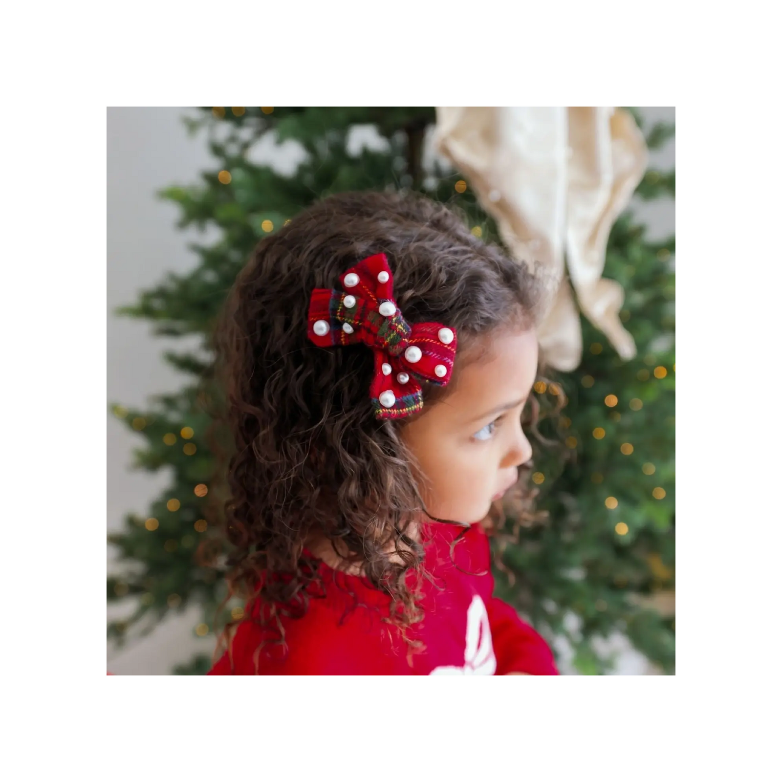 Christmas Tartan Pearl Clip