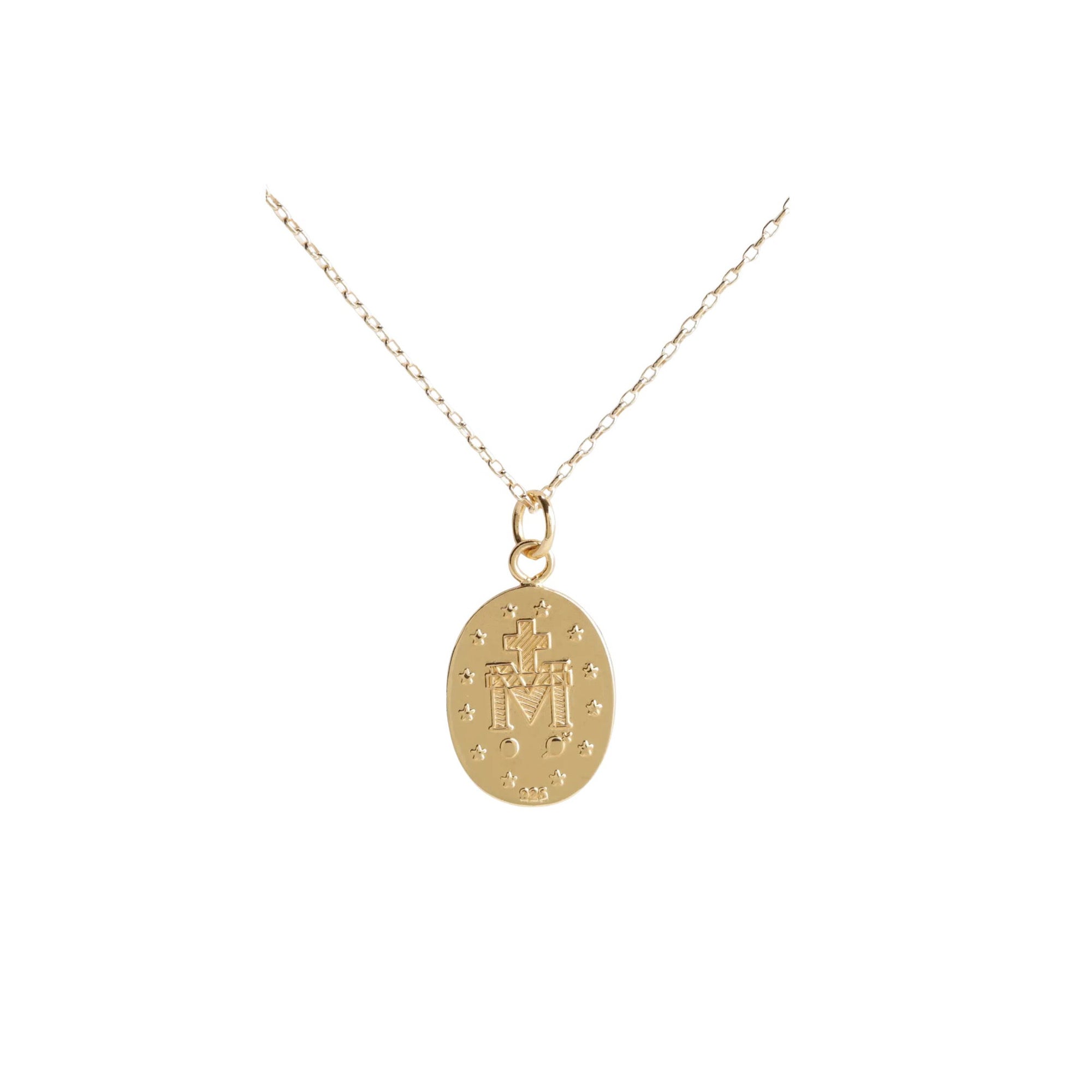 Miraculous Medal Gold Plated Cross Necklace