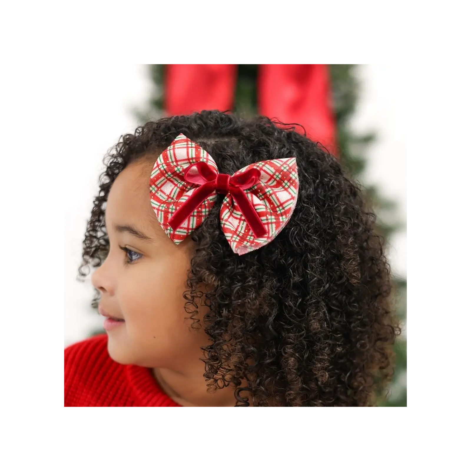 Christmas Plaid Layered Bow Clip