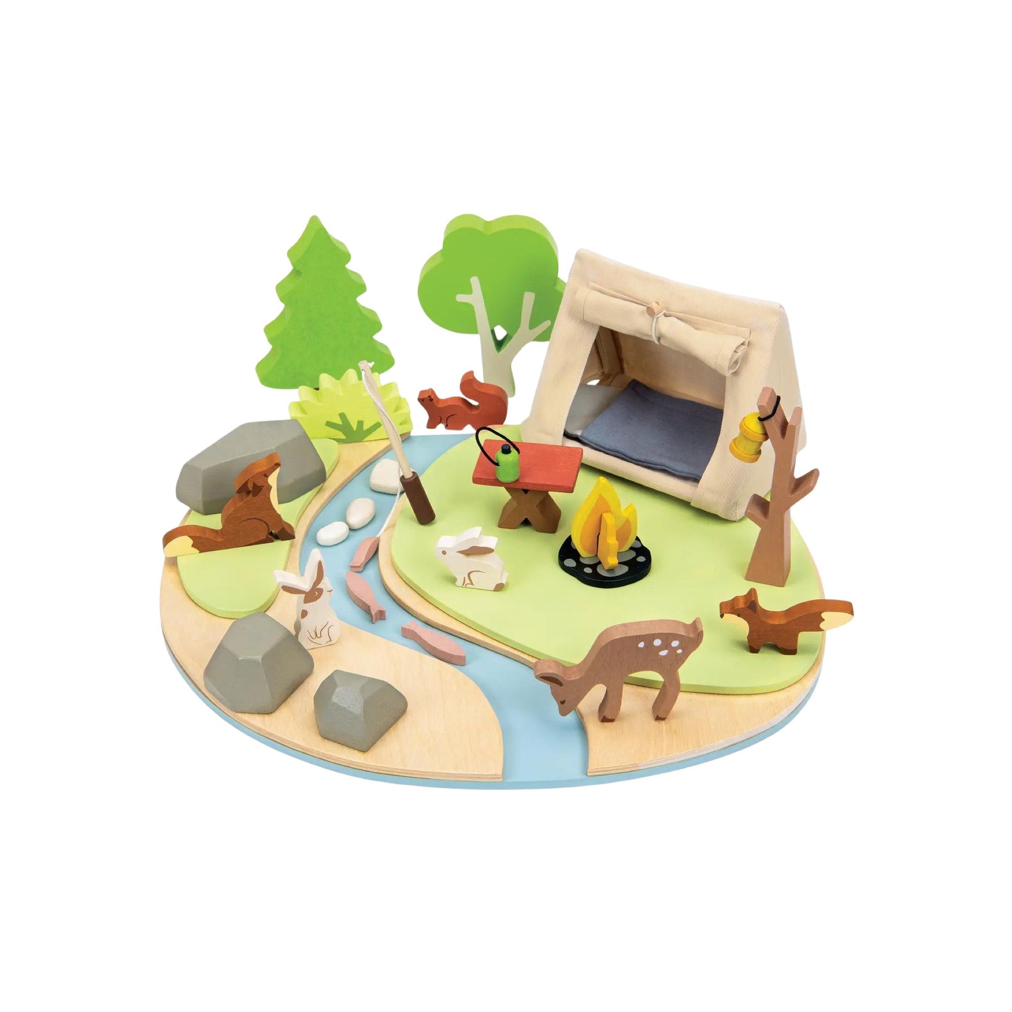 Wooden Wildlife Camping Play Set