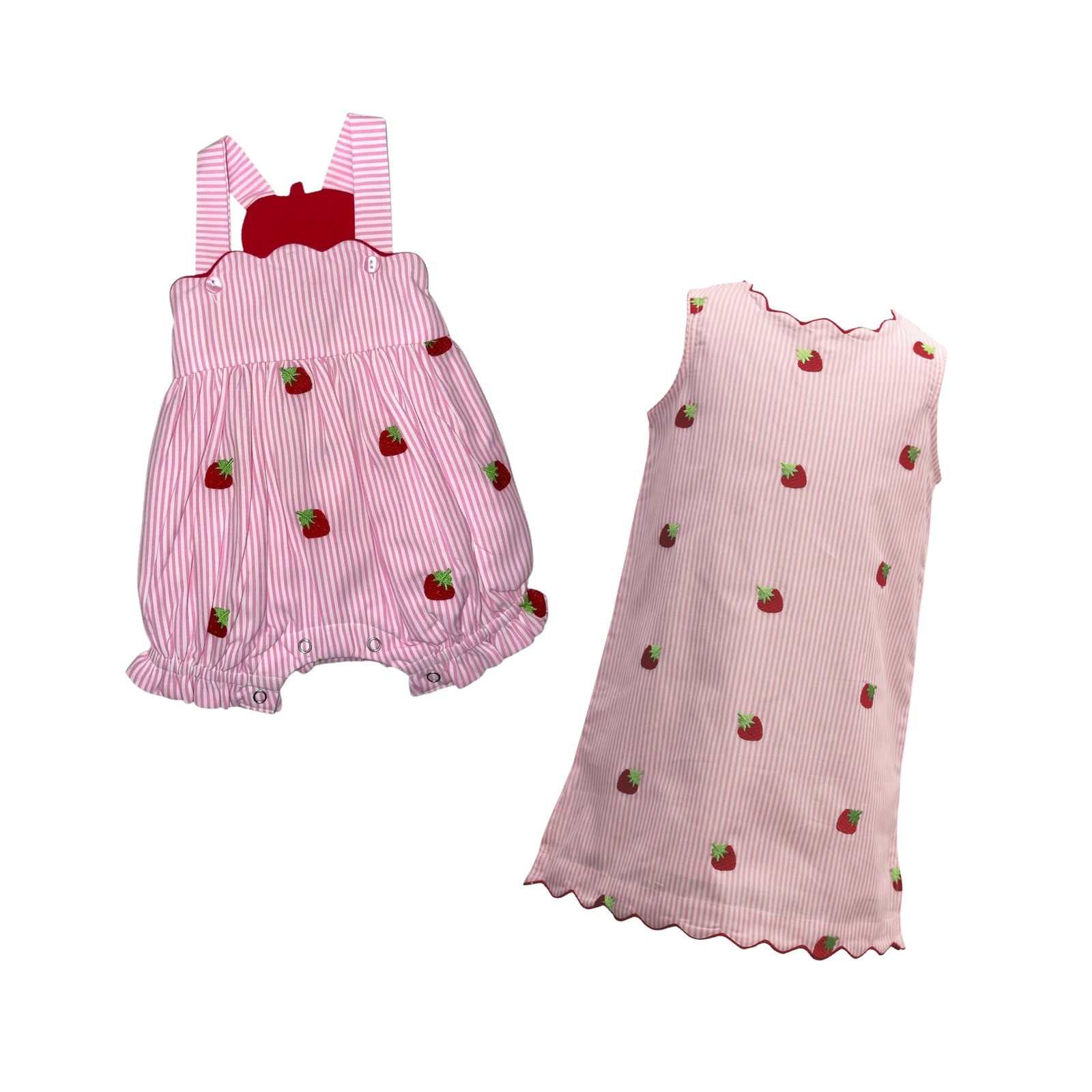 Baby Girl Strawberry Embroidered Ruffle Romper