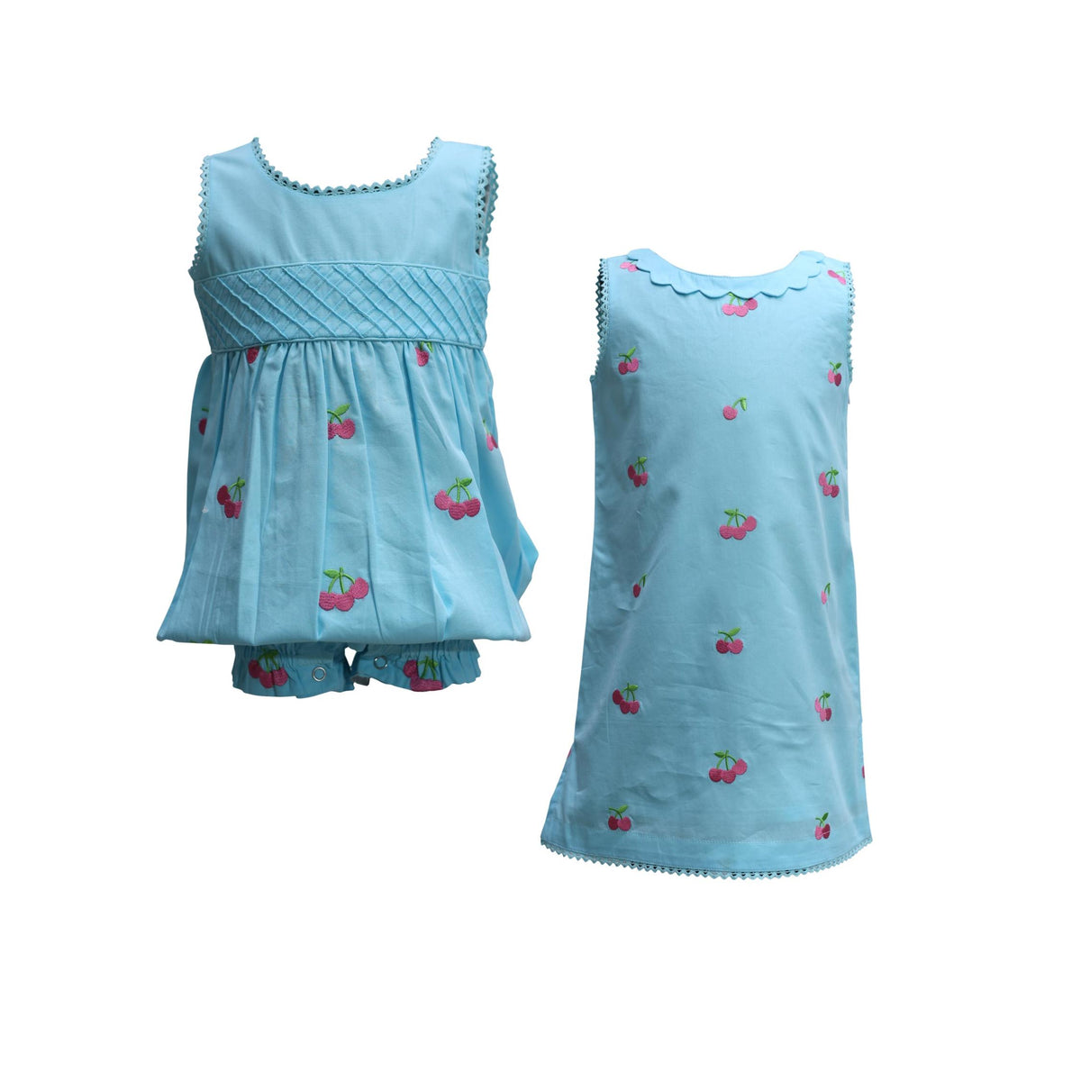 Girls’ Embroidered Pink Cherry Shift Dress