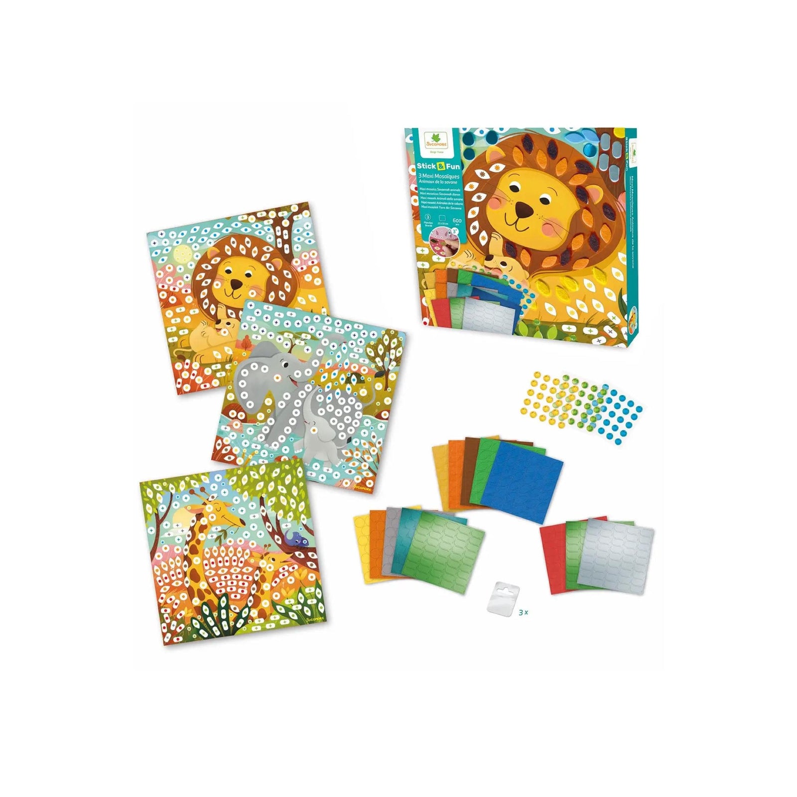 Stick & Fun Cute Pets & Savannah Animals Mosaics Kits