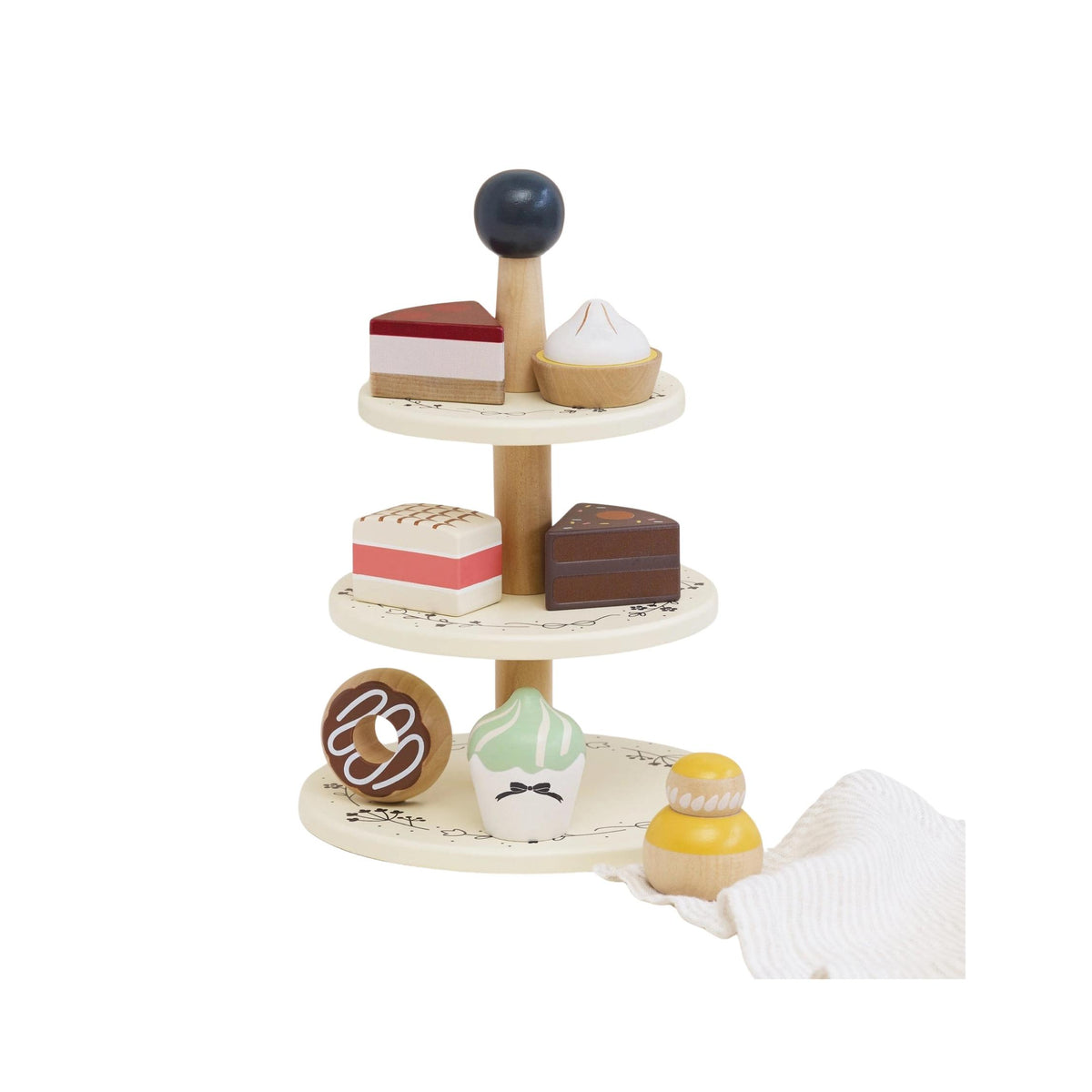 3-Tier Wooden Toy Cake Stand &amp; Treats