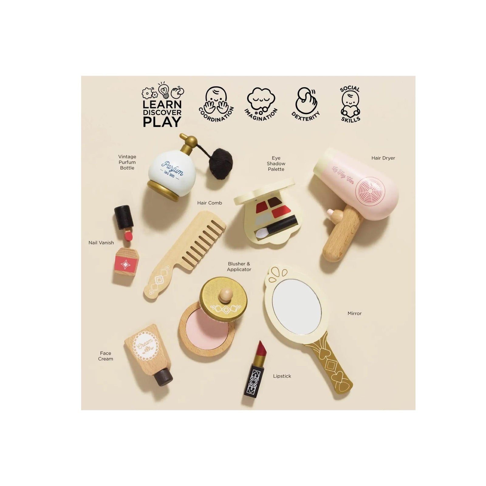 Wooden Vanity Star Pretend Beauty Kit