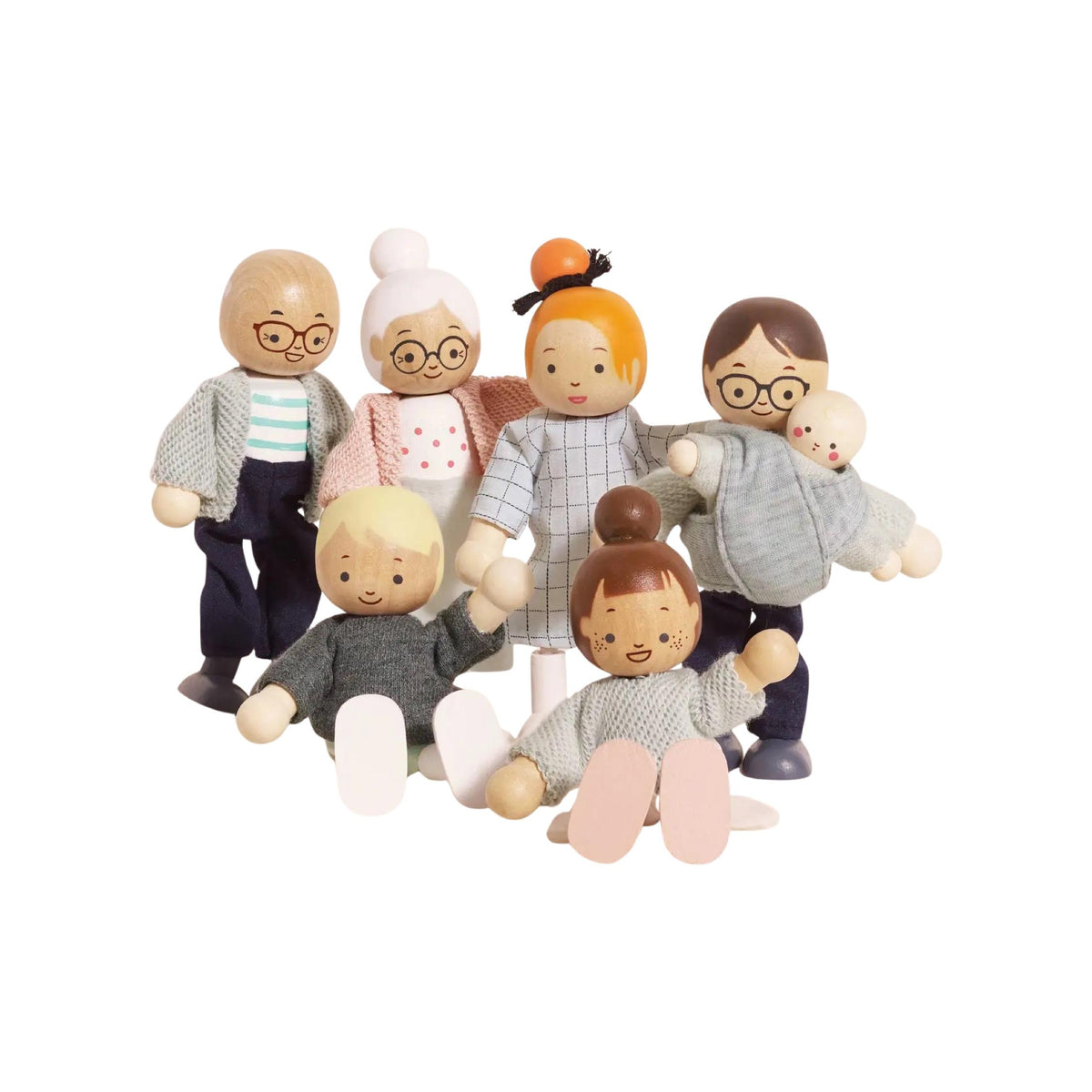 Wooden Doll House Family