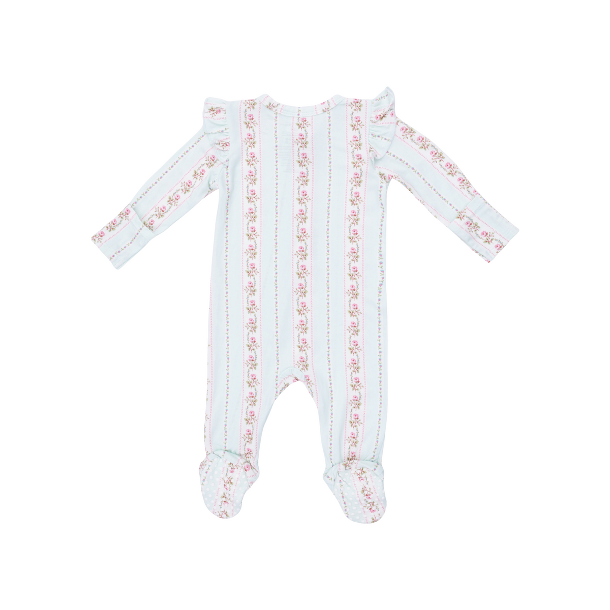 Antoinette Stripe 2-Way Ruffle Sleeve Zipper Footie