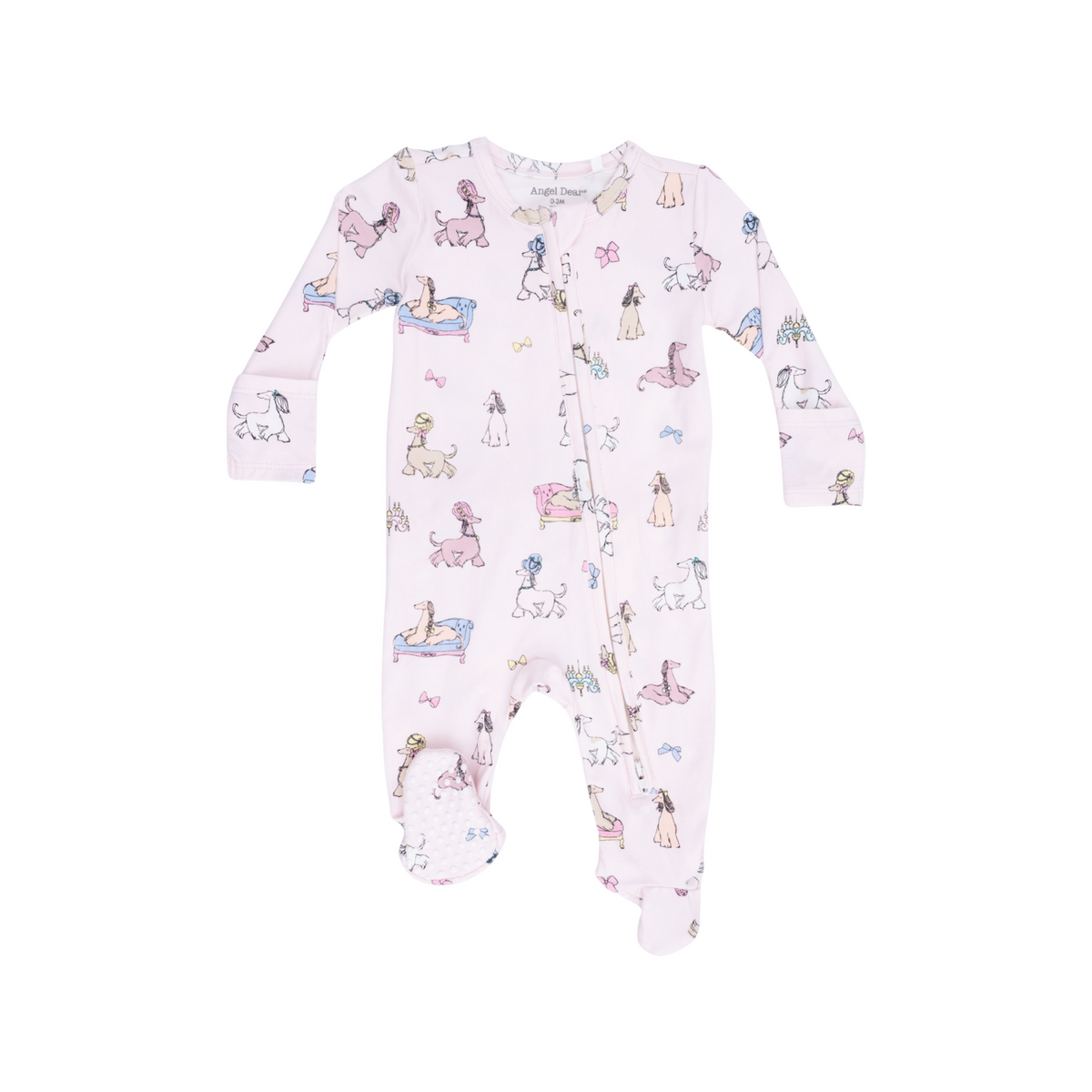 Fancy Hounds With Bows 2-Way Ruffle Zipper Footie