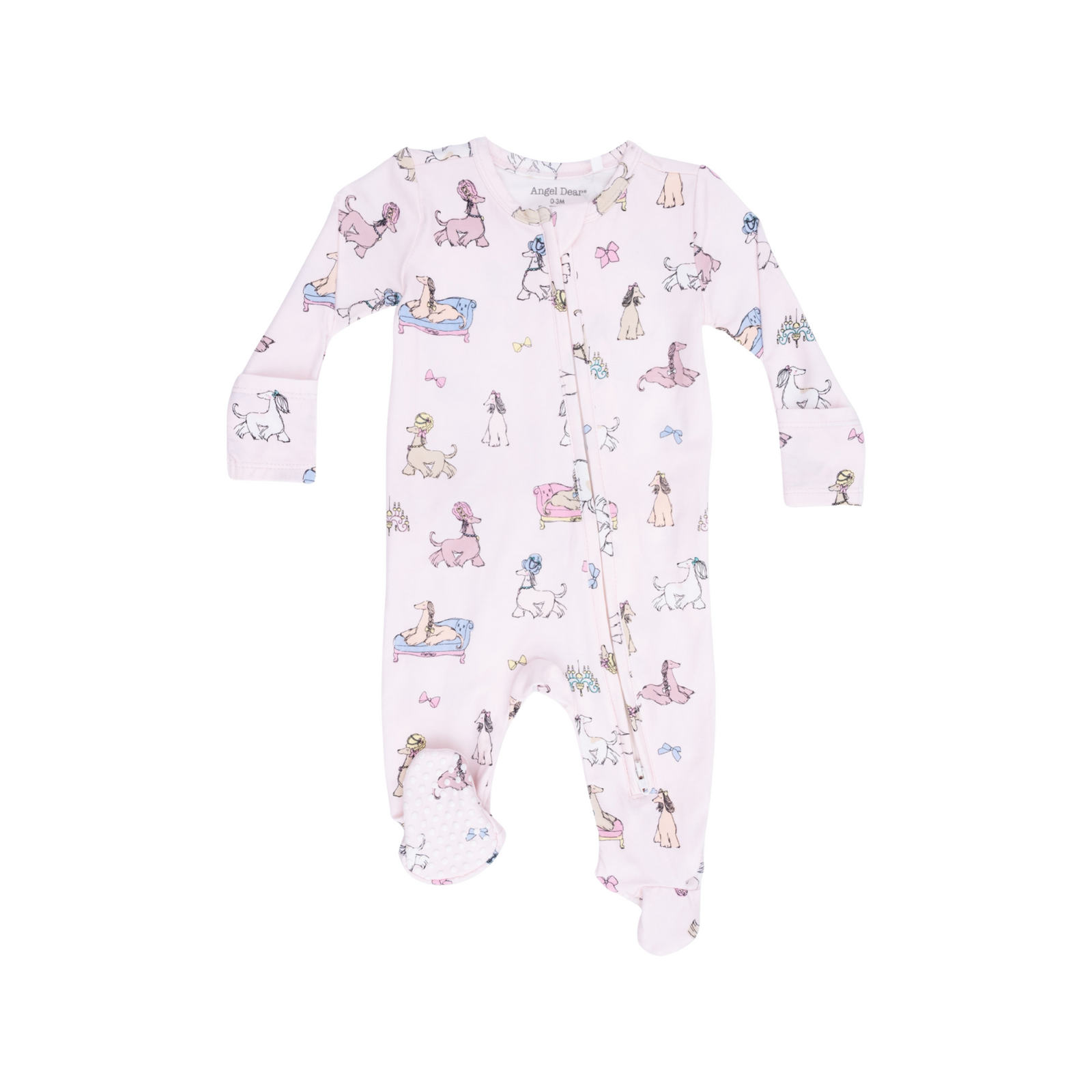 Fancy Hounds With Bows 2-Way Ruffle Zipper Footie