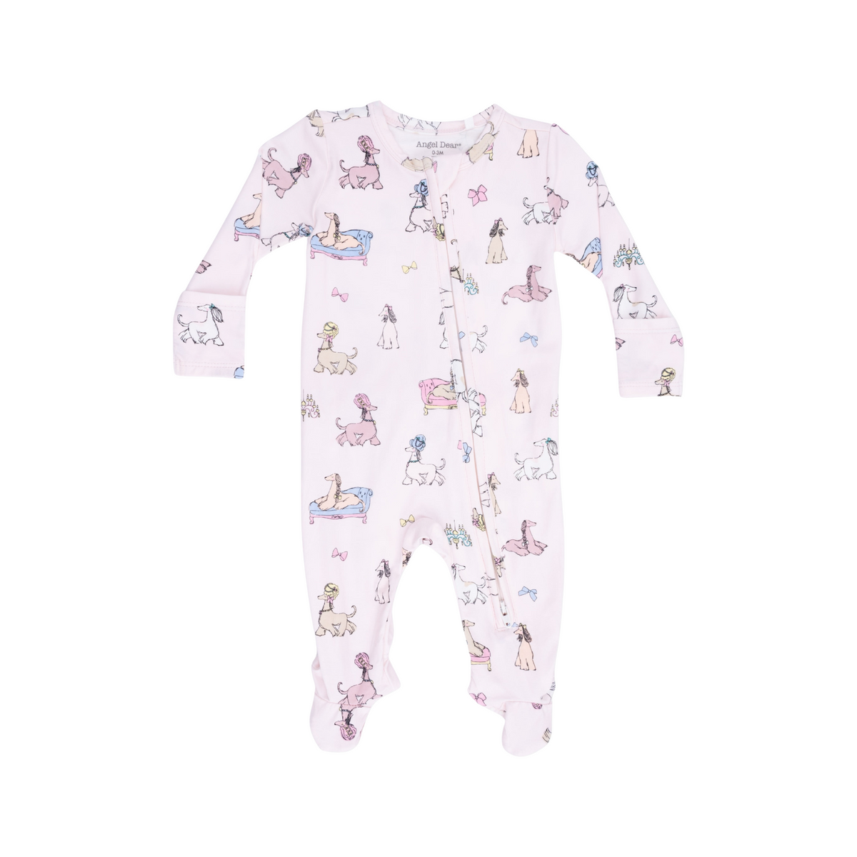Fancy Hounds With Bows 2-Way Ruffle Zipper Footie