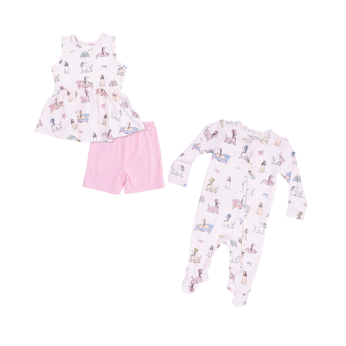 Fancy Hounds With Bows Peplum Tank & Bike Shorts