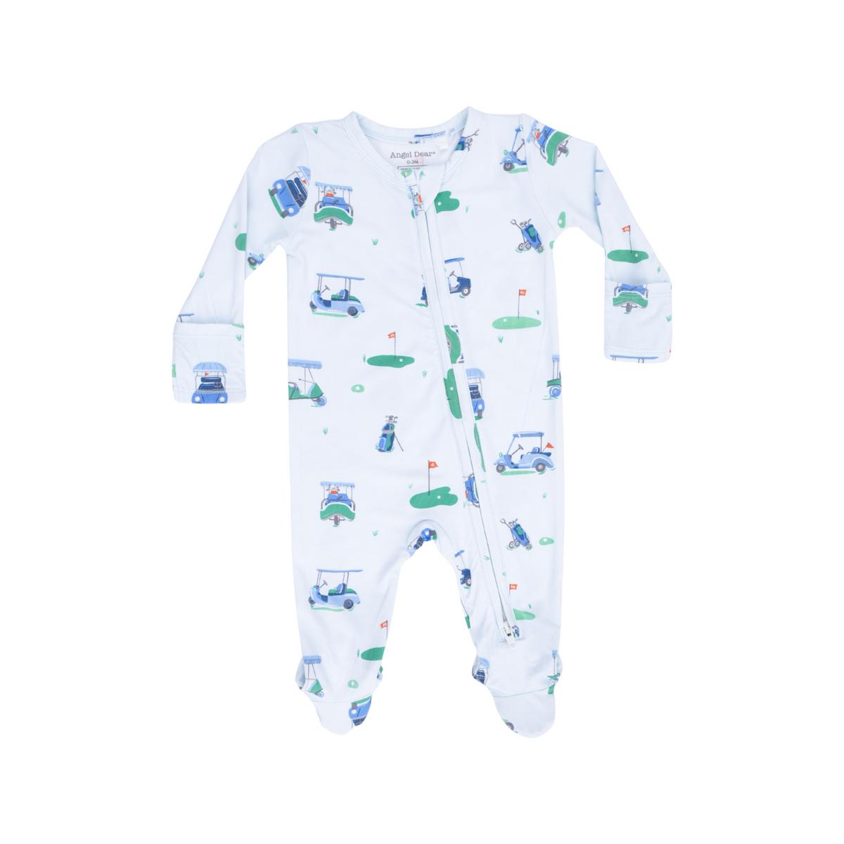 Vintage Golf Carts Blue 2-Way Zipper Footie