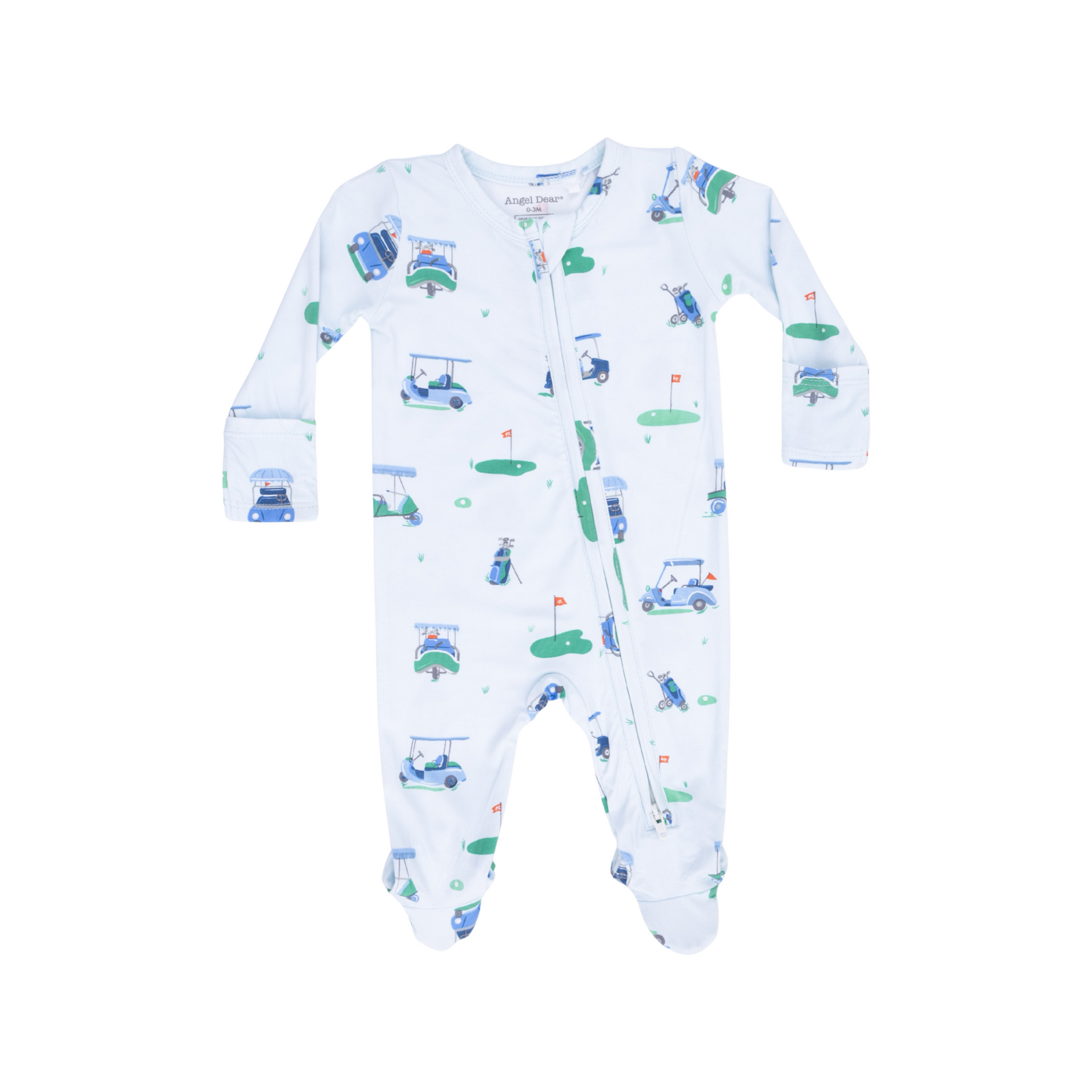 Vintage Golf Carts Blue 2-Way Zipper Footie