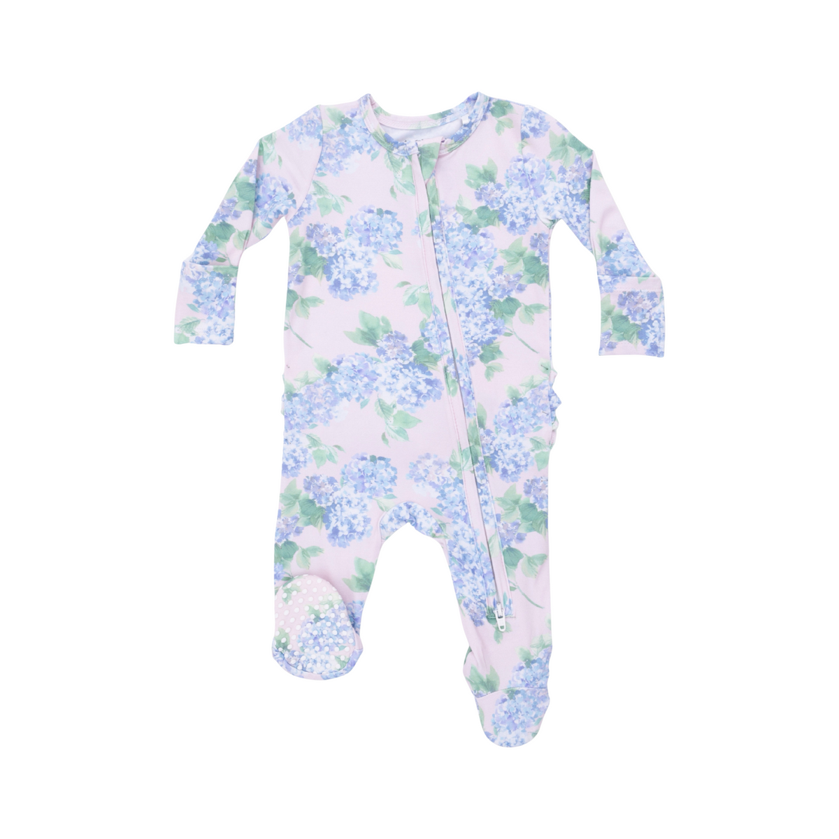 Hydrangeas 2-Way Ruffle Zipper Footie