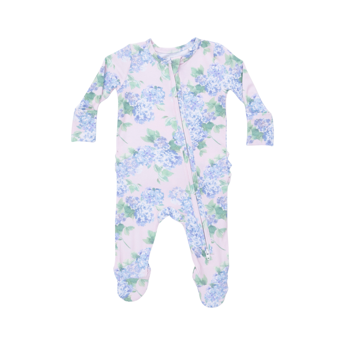 Hydrangeas 2-Way Ruffle Zipper Footie