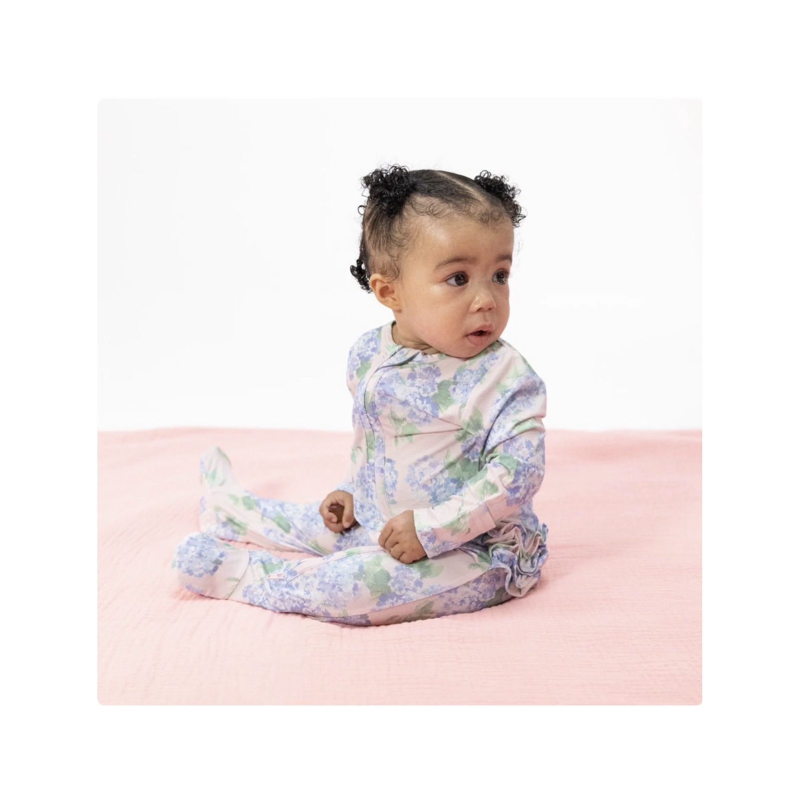 Hydrangeas 2-Way Ruffle Zipper Footie