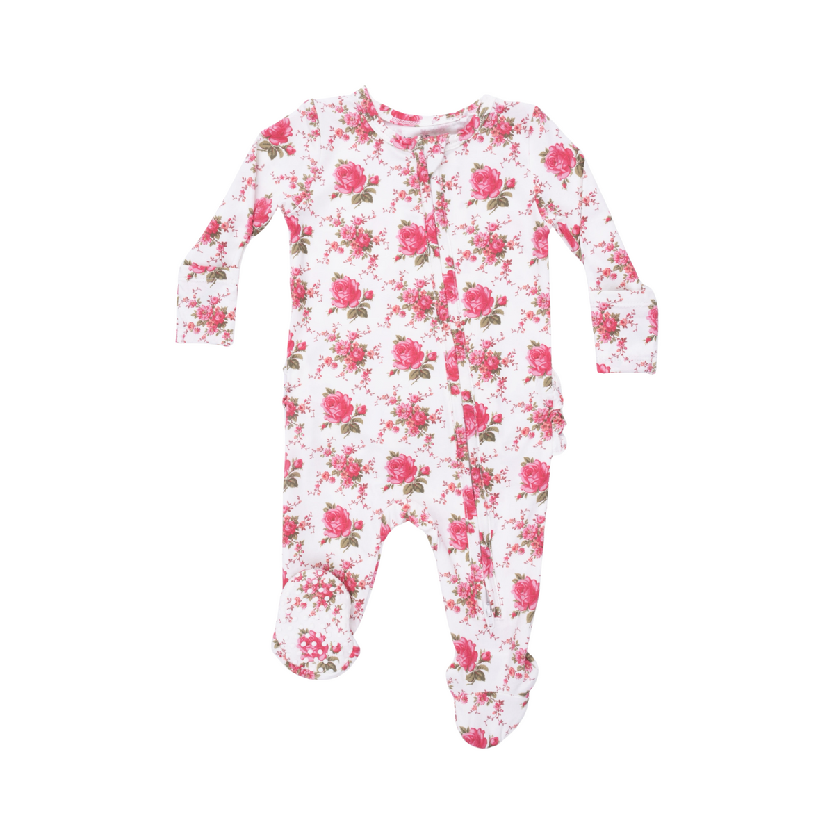 Elegant Roses 2-Way Ruffle Zipper Footie