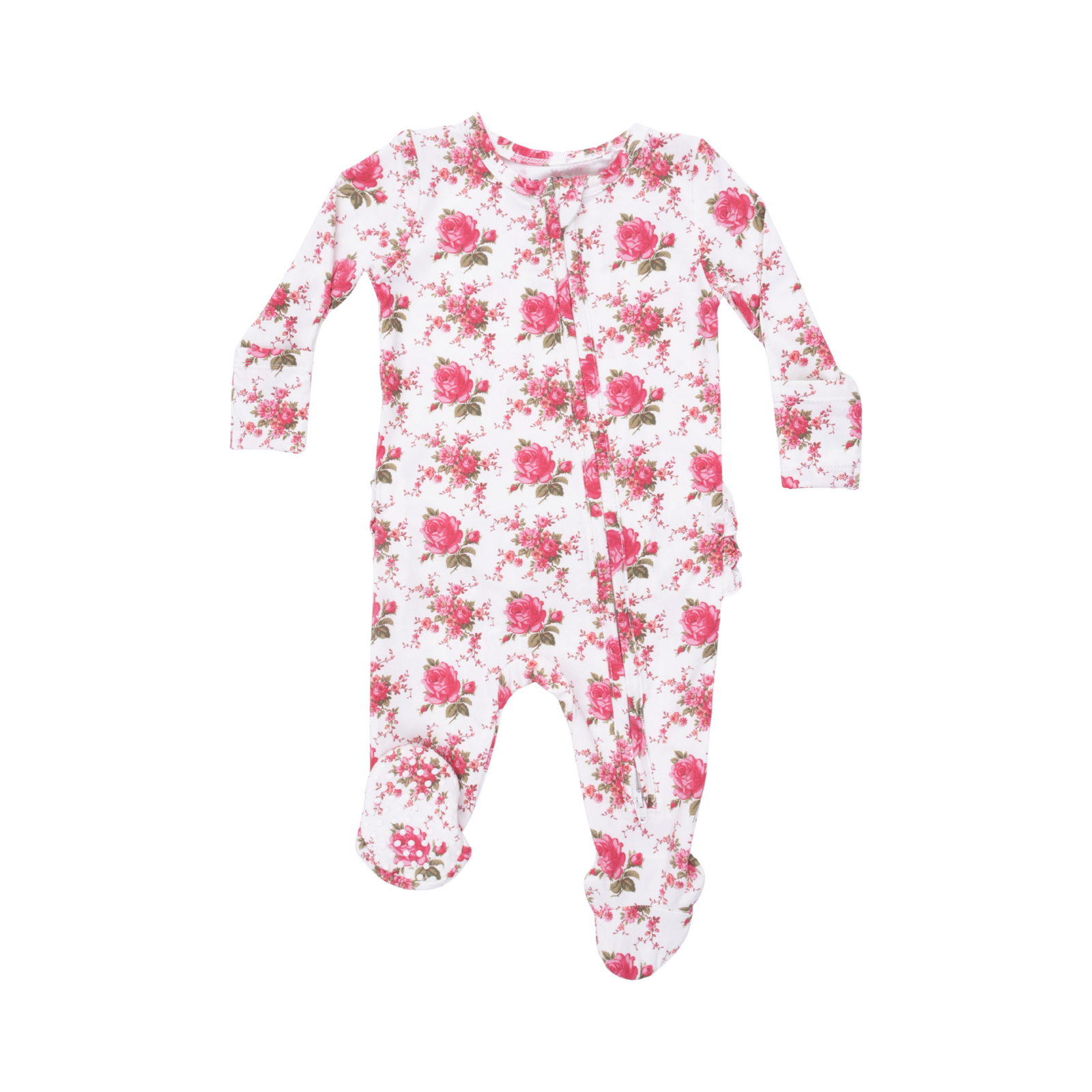 Elegant Roses 2-Way Ruffle Zipper Footie