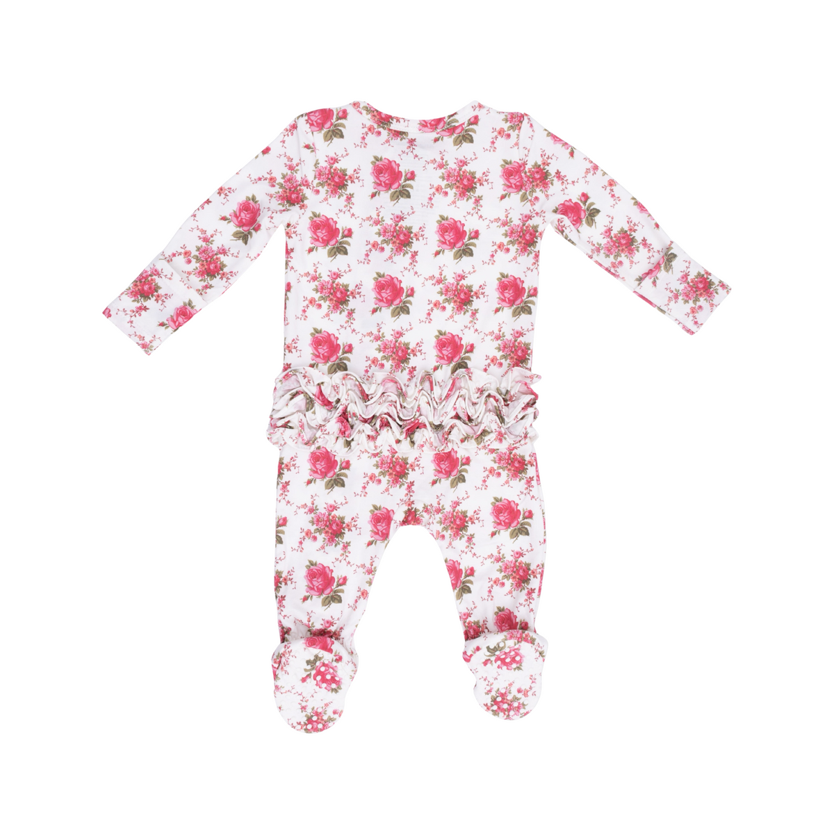 Elegant Roses 2-Way Ruffle Zipper Footie