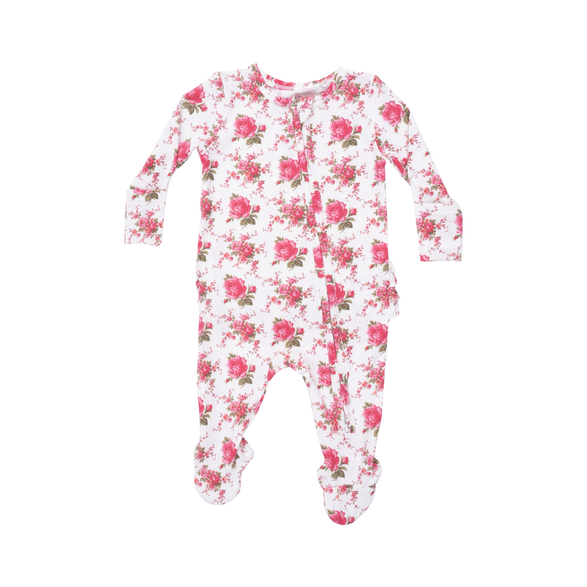 Elegant Roses 2-Way Ruffle Zipper Footie