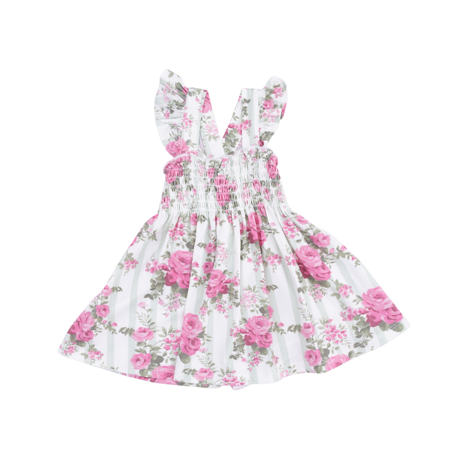 Cabbage Rose Stripe Smocked Top With Bloomer