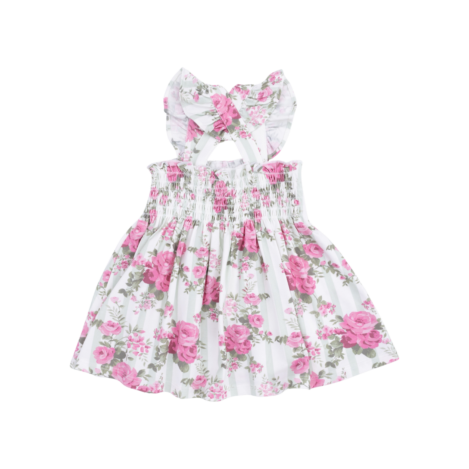 Cabbage Rose Stripe Smocked Top With Bloomer