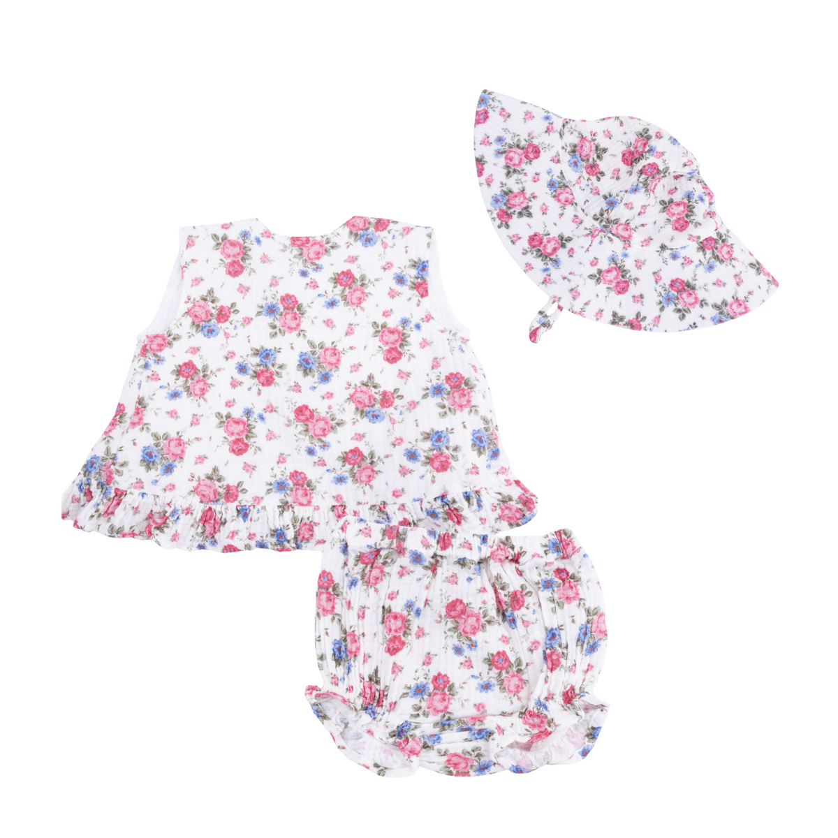 Cabbage Roses Ruffle Back Top &amp; Bloomer