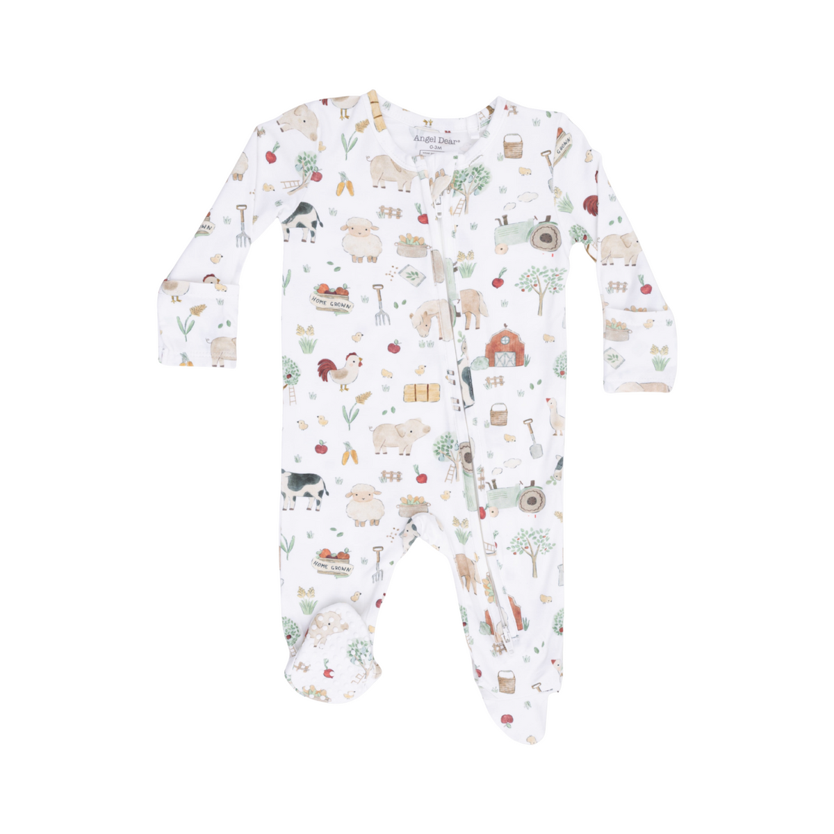 Cute Farm Animals 2-Way Zipper Footie Neutral