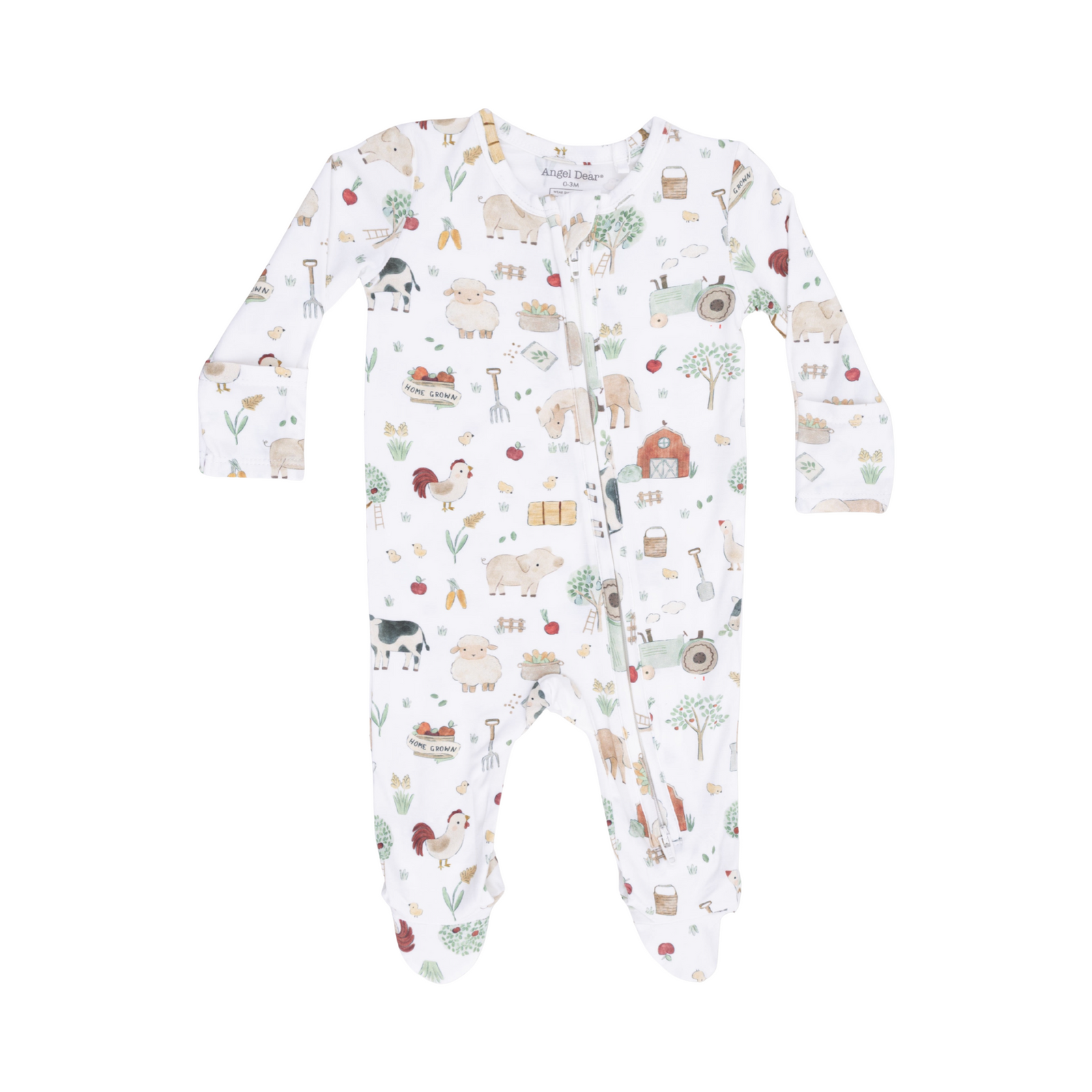 Cute Farm Animals 2-Way Zipper Footie Neutral