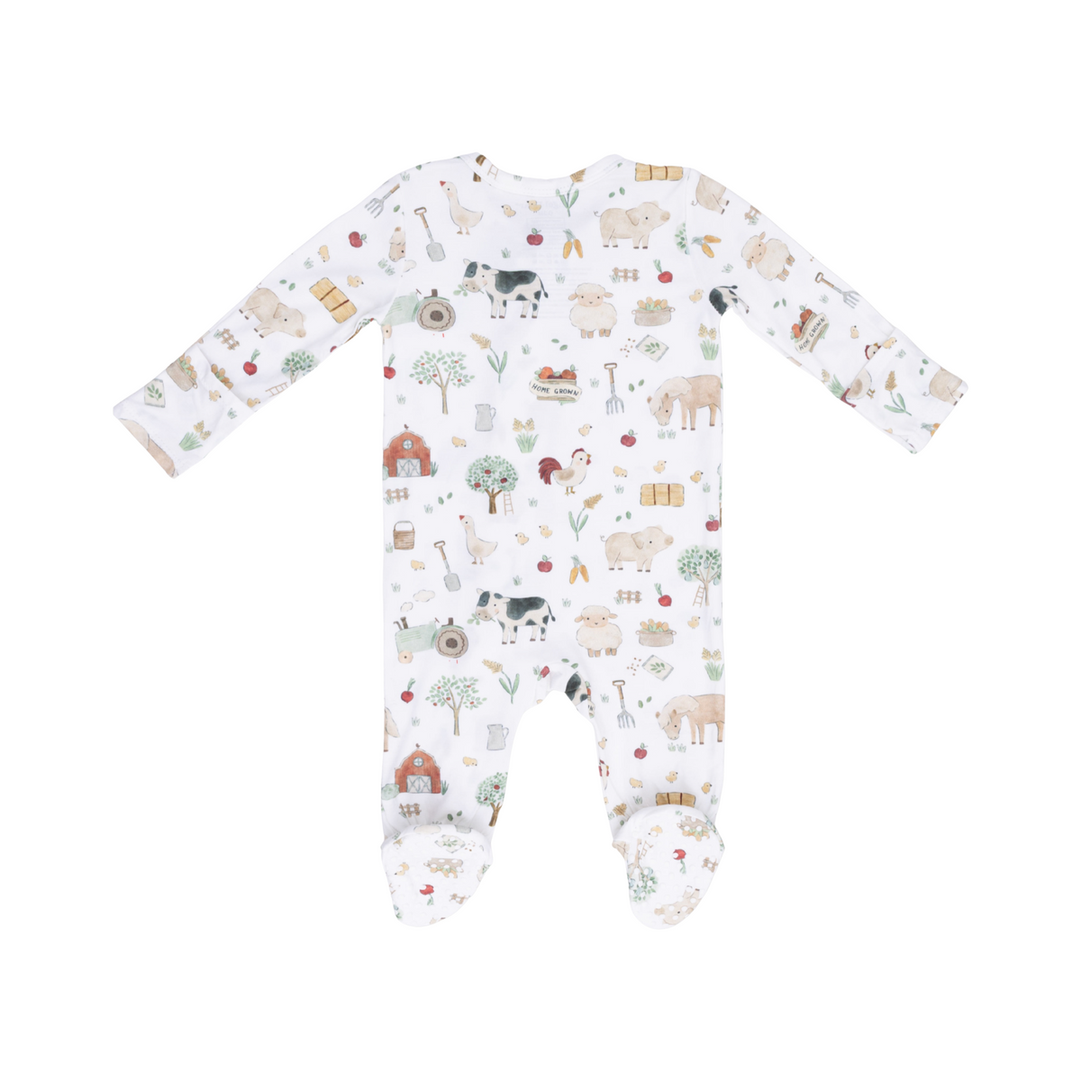 Cute Farm Animals 2-Way Zipper Footie Neutral