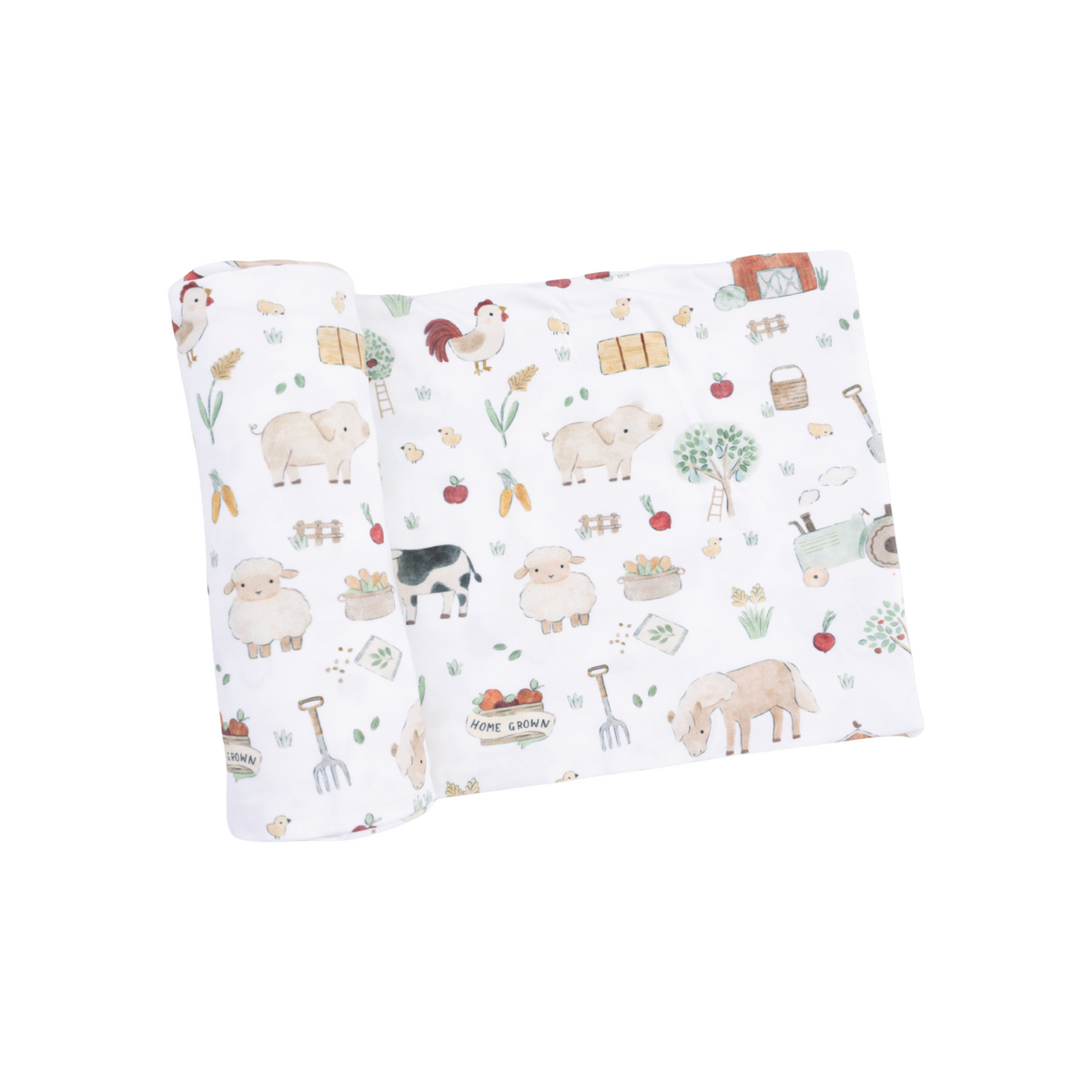 Cute Farm Animals Neutral Swaddle Blanket