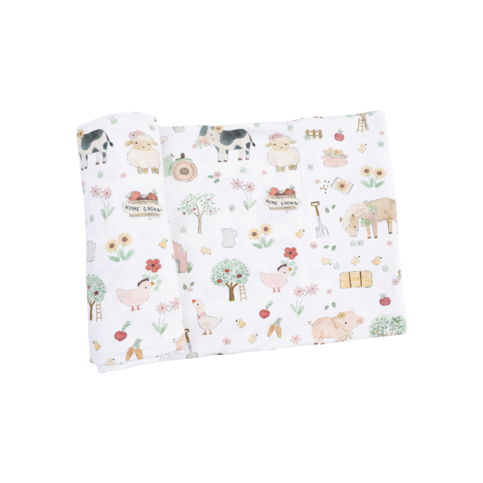 Cute Farm Animals Pink Swaddle Blanket