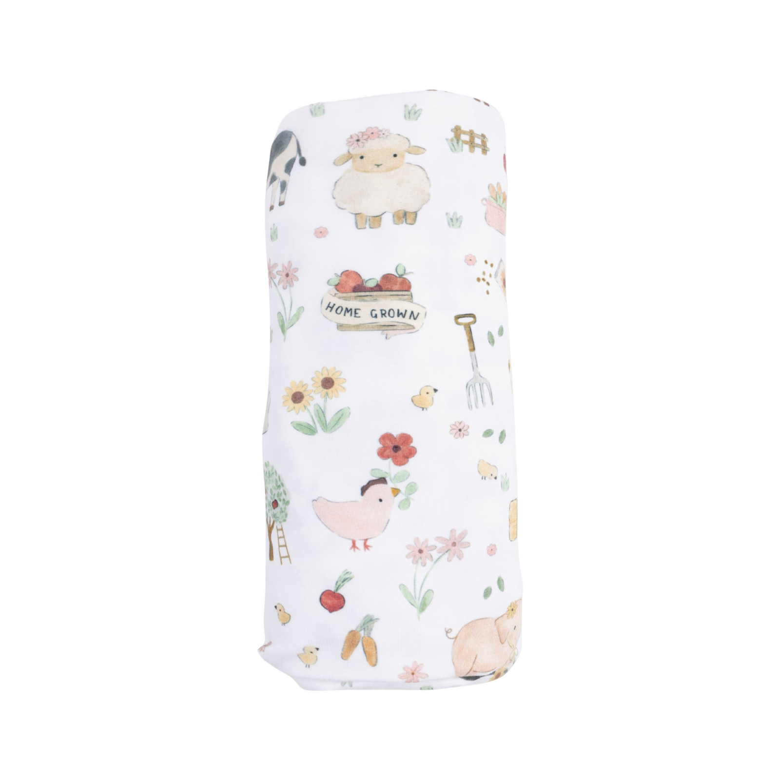 Cute Farm Animals Pink Swaddle Blanket
